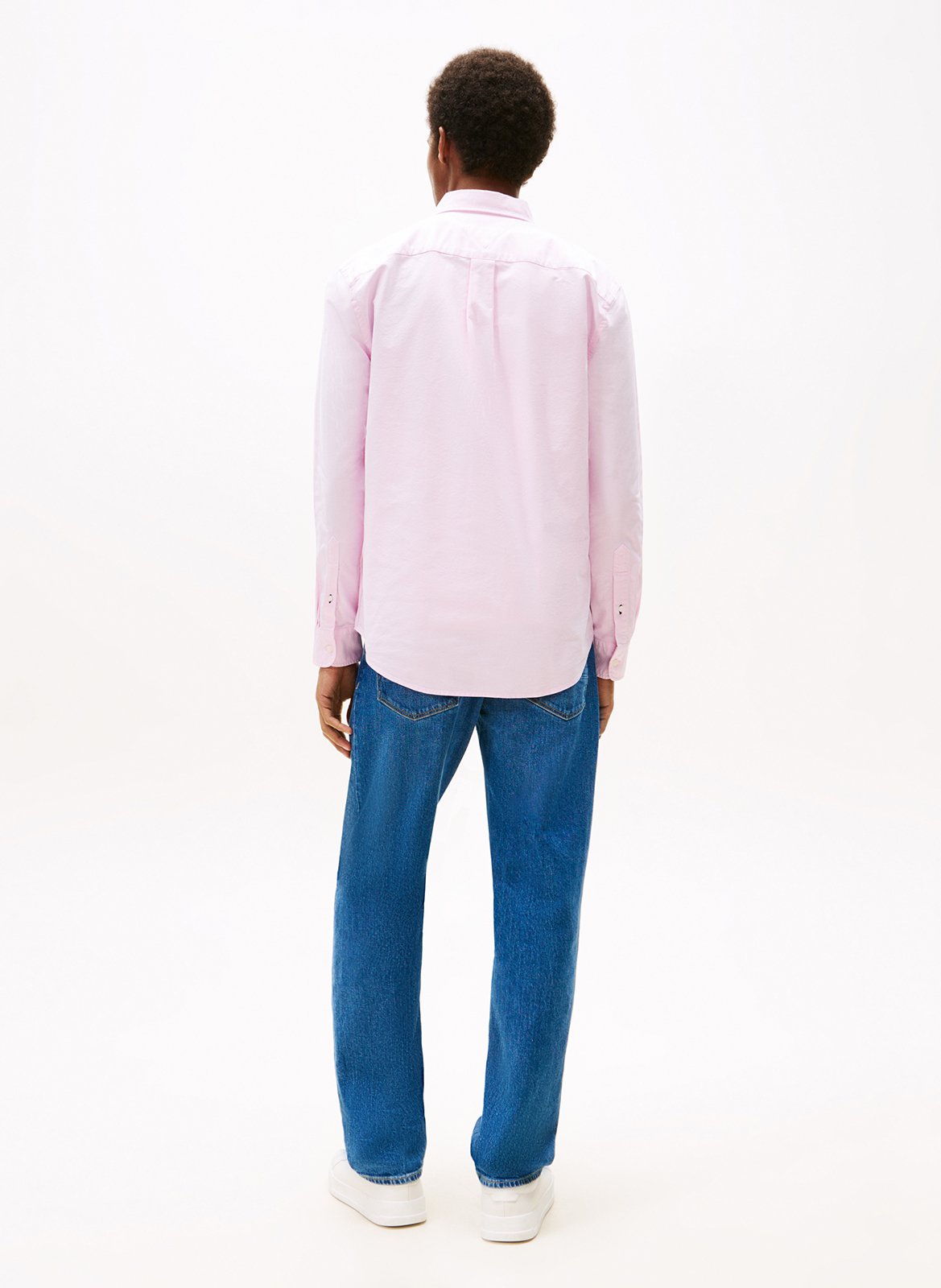 Organic cotton-blend shirt with button-down collar TOMMY HILFIGER Pink