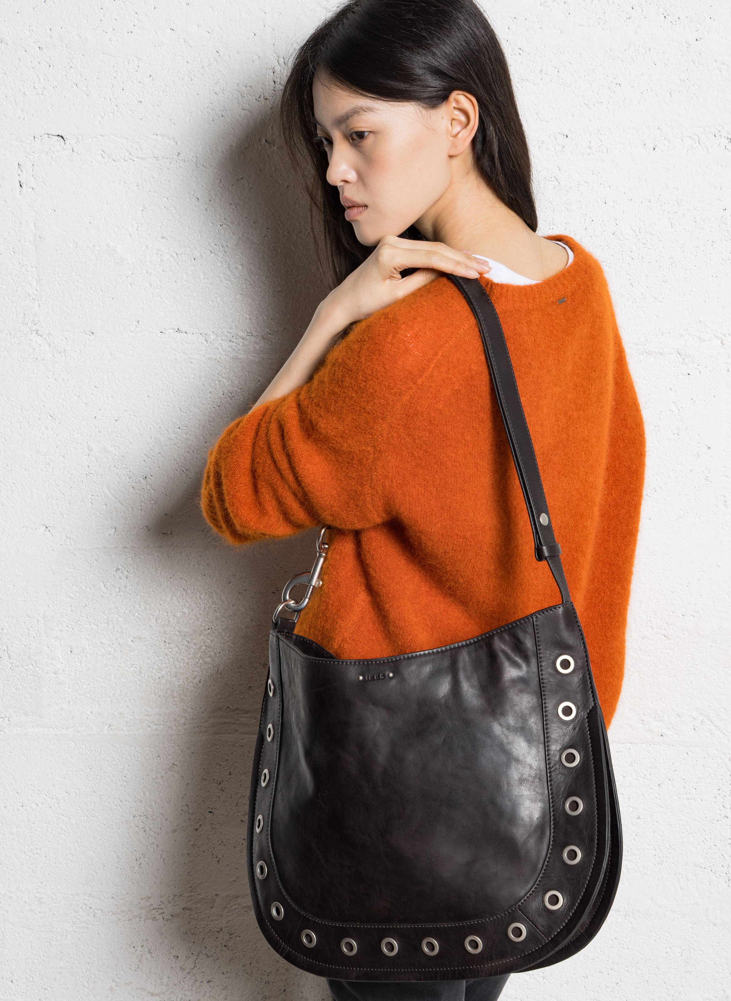 Umhängetasche aus Leder IKKS Braun