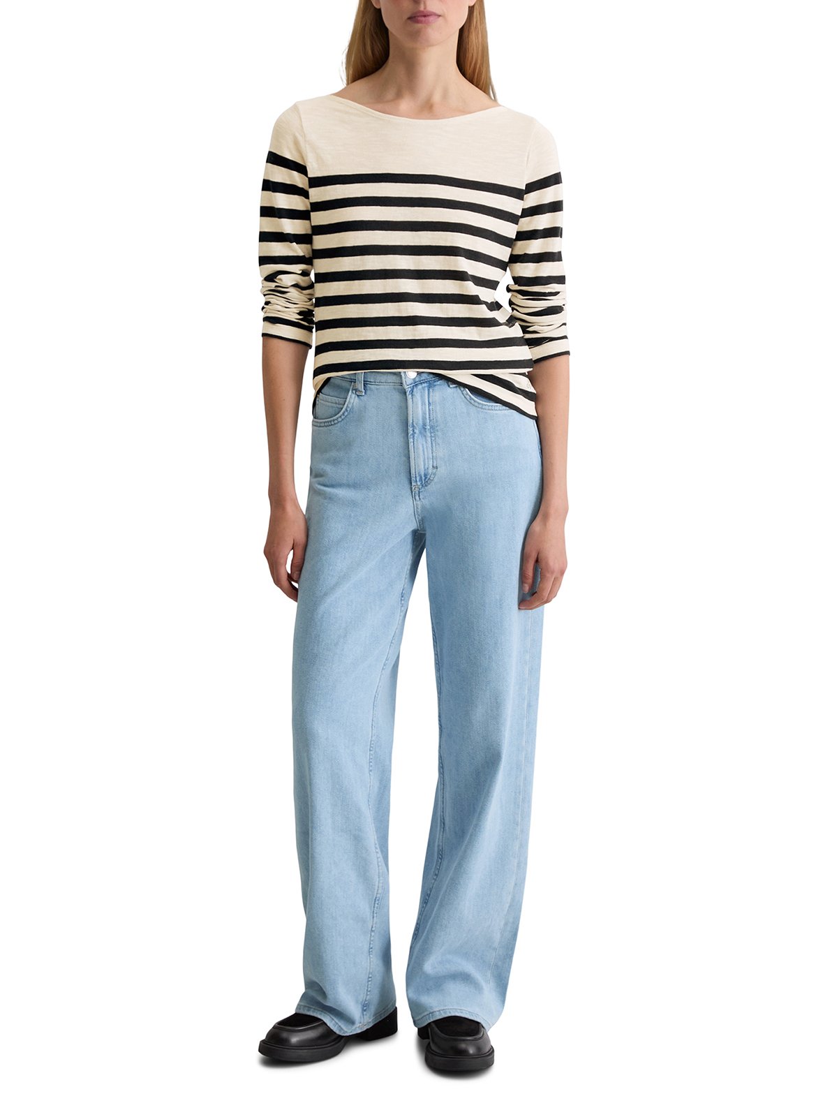 Straight striped cotton boat neck t-shirt MARC O'POLO Multicolored