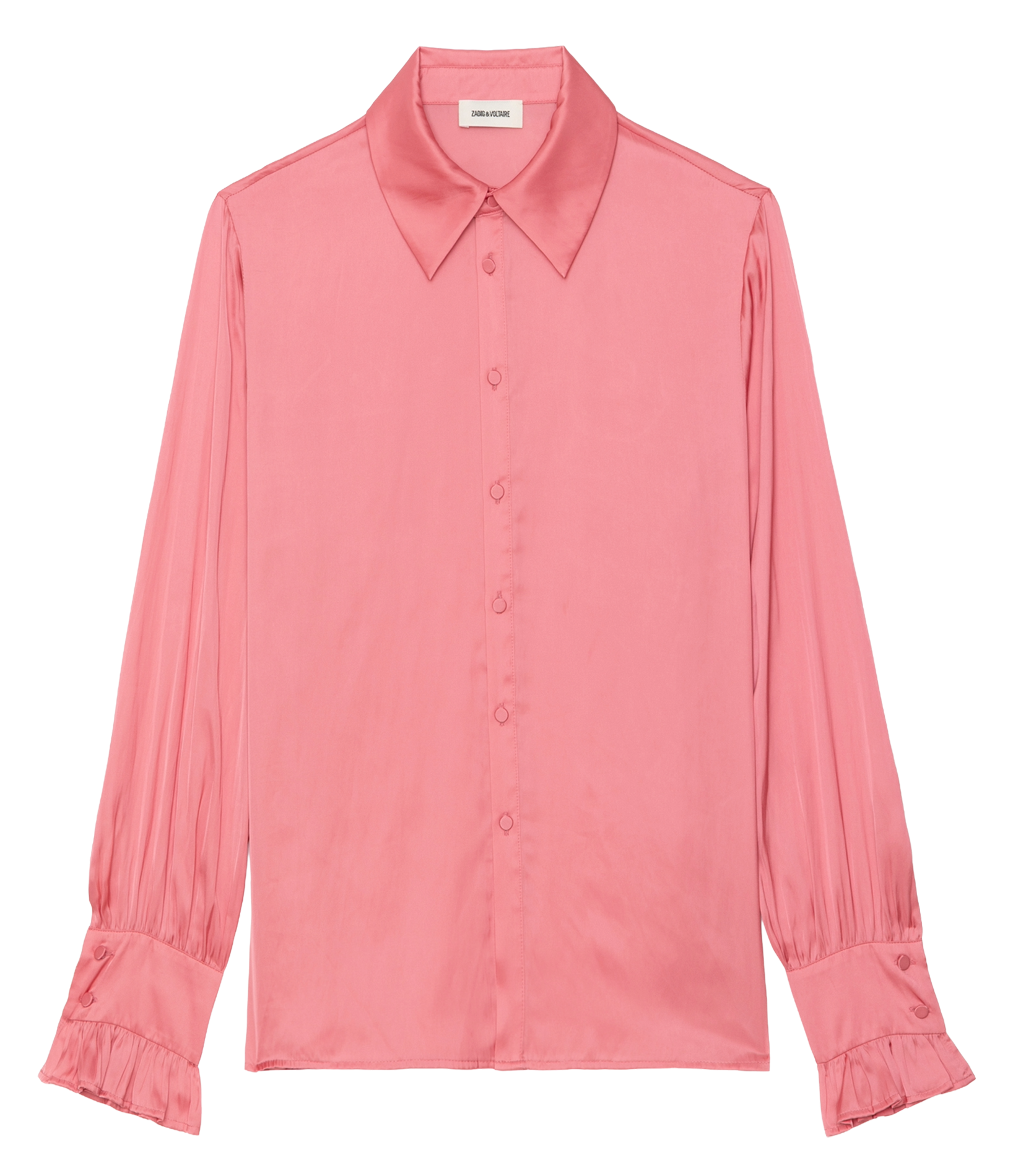 Chemise droite satinée Rose