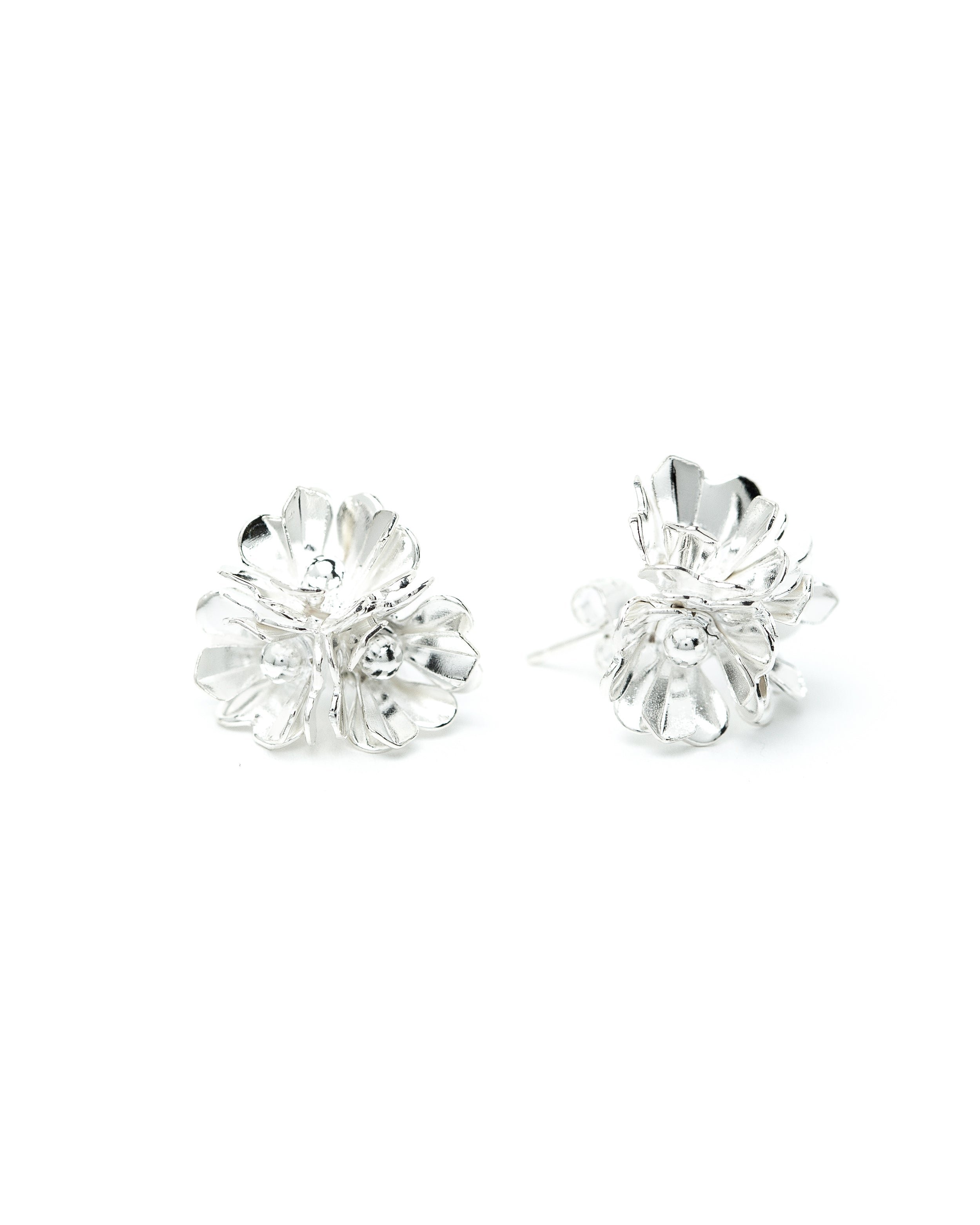 Gold-plated trio flower stud earrings SilverMONSIEUR SIMONE