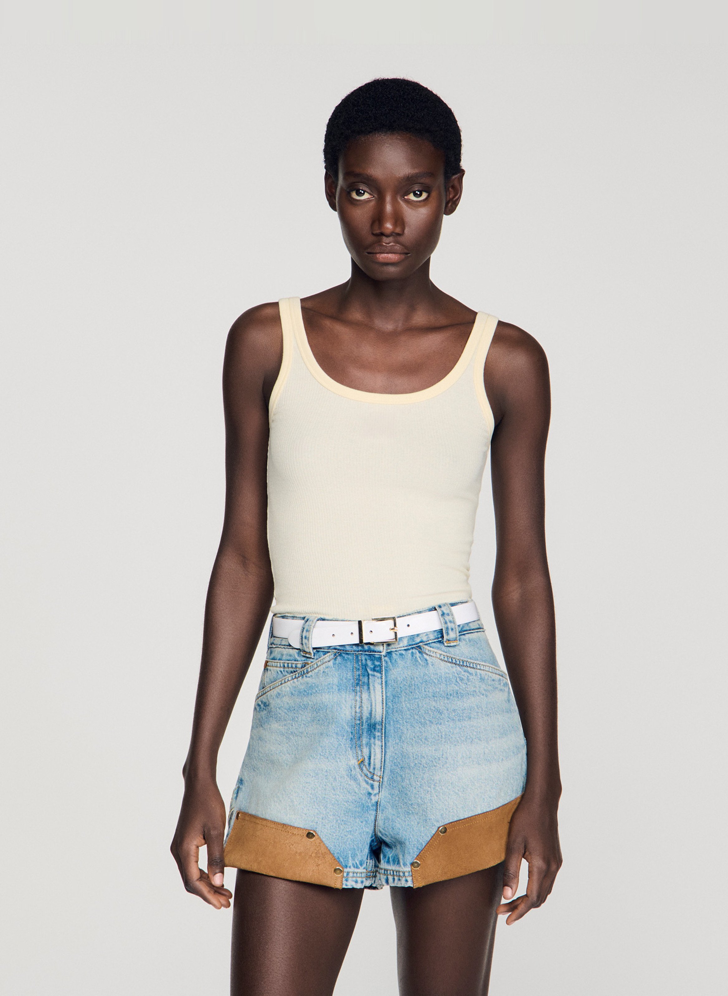 Débardeur droit en coton mélangé SANDRO Jaune