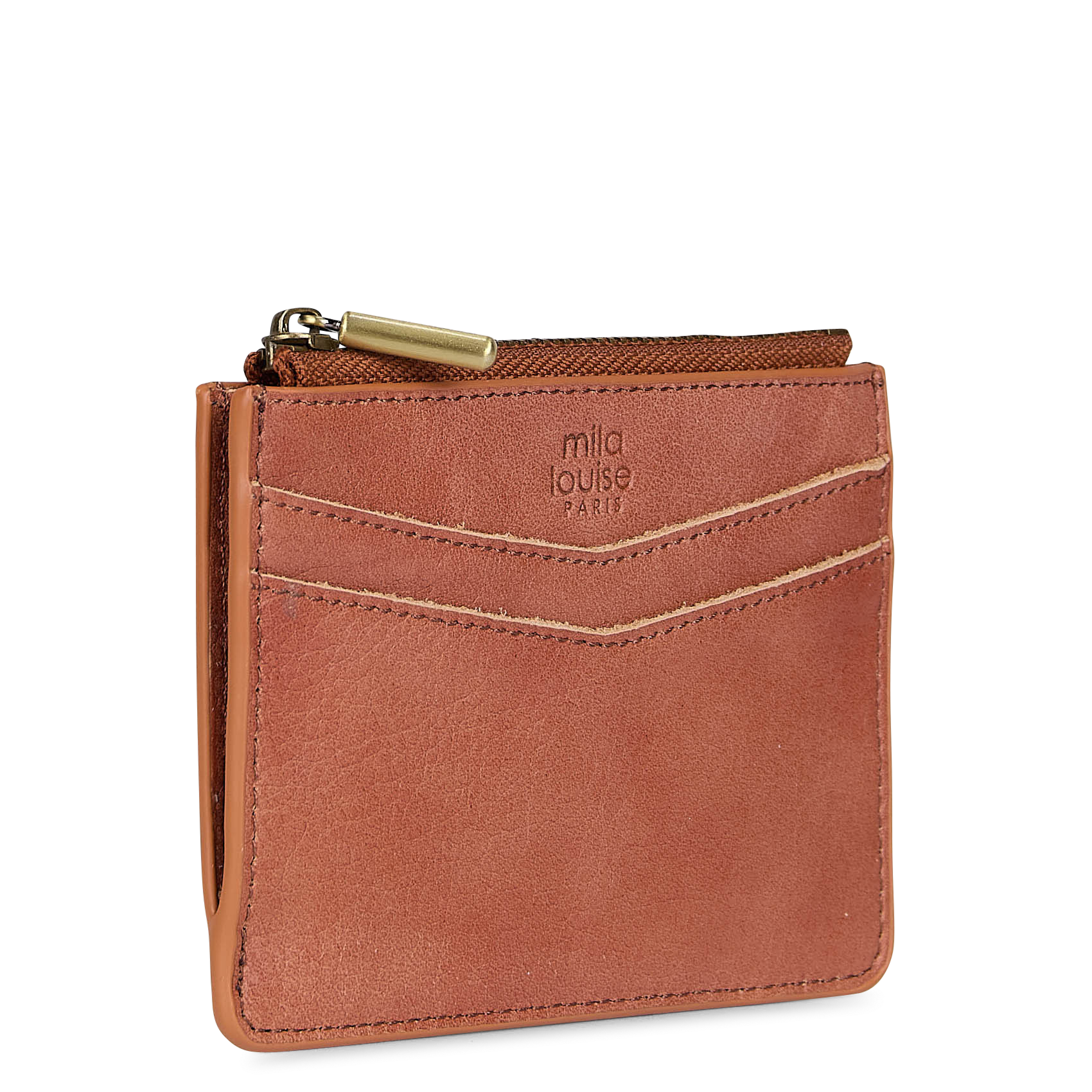 Leren portemonnee MILA LOUISE Bruin