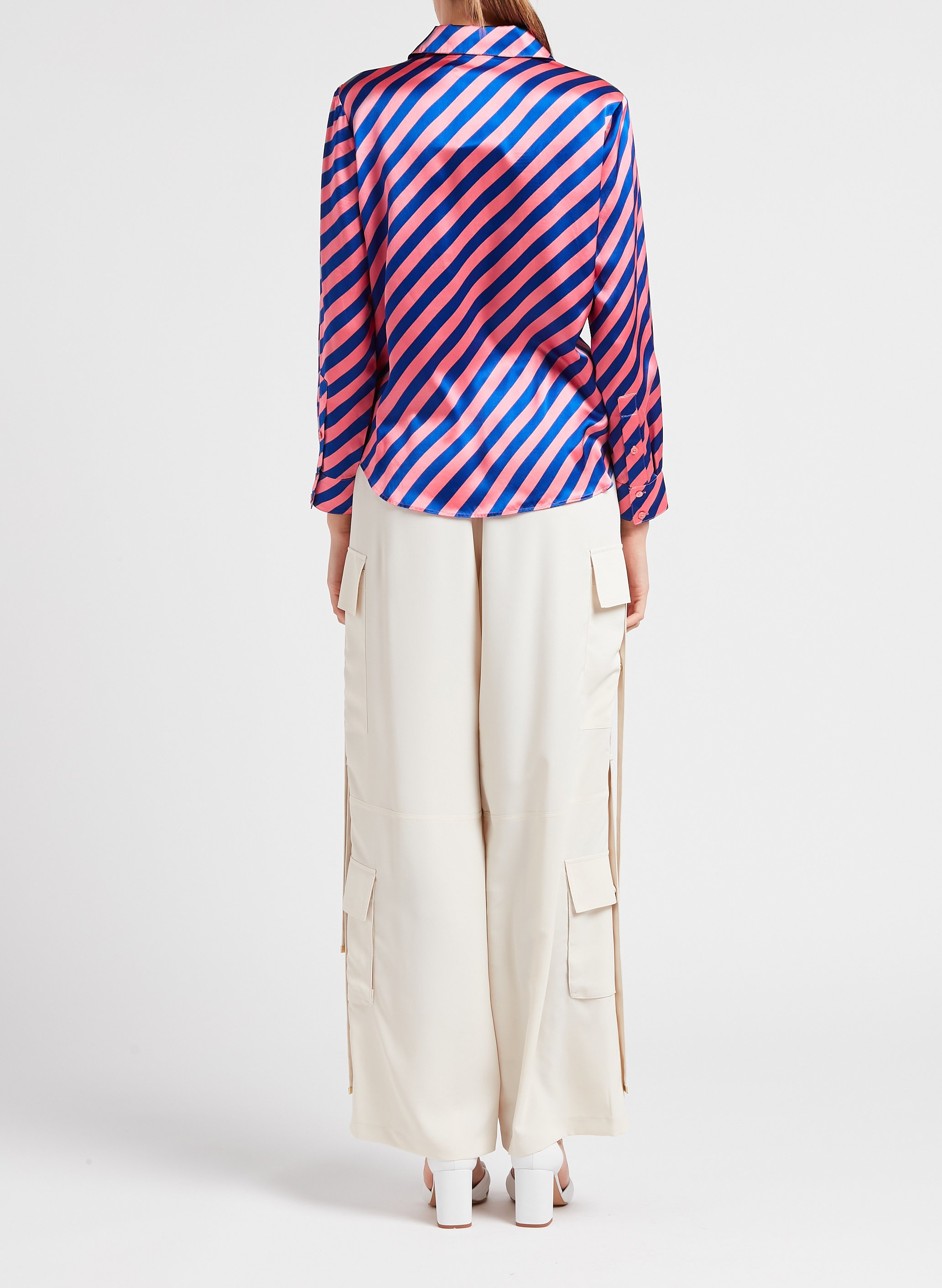 Gestreifte Seidenbluse mit klassischem Kragen MAX&Co. Rosa