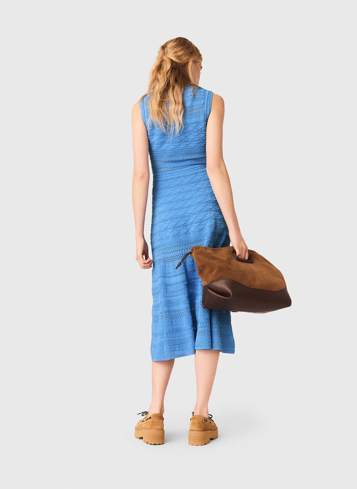 Flared knitted dress MAJE Blue