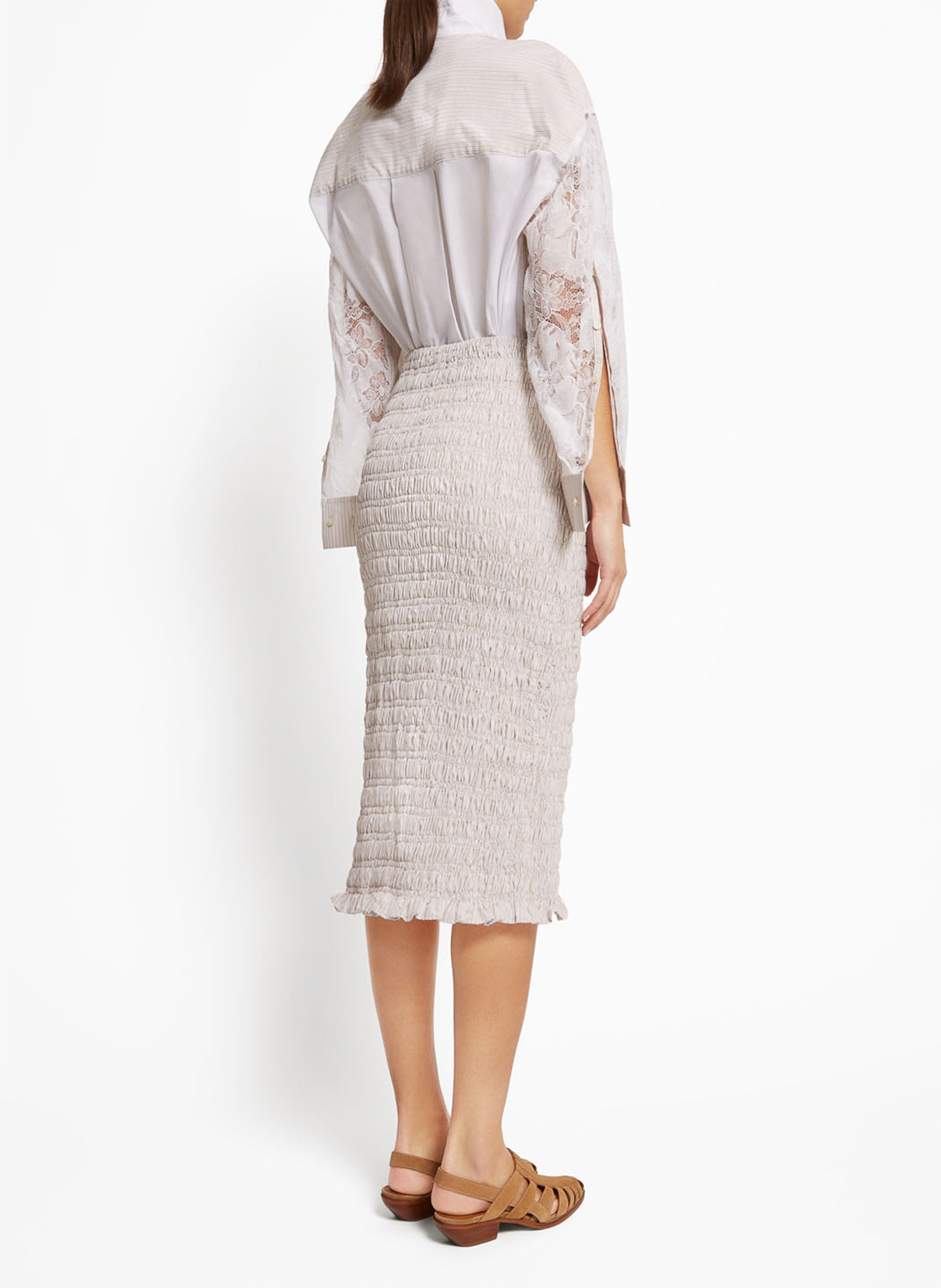 Rok met smokwerk in midi-lengte ROSEANNA Beige