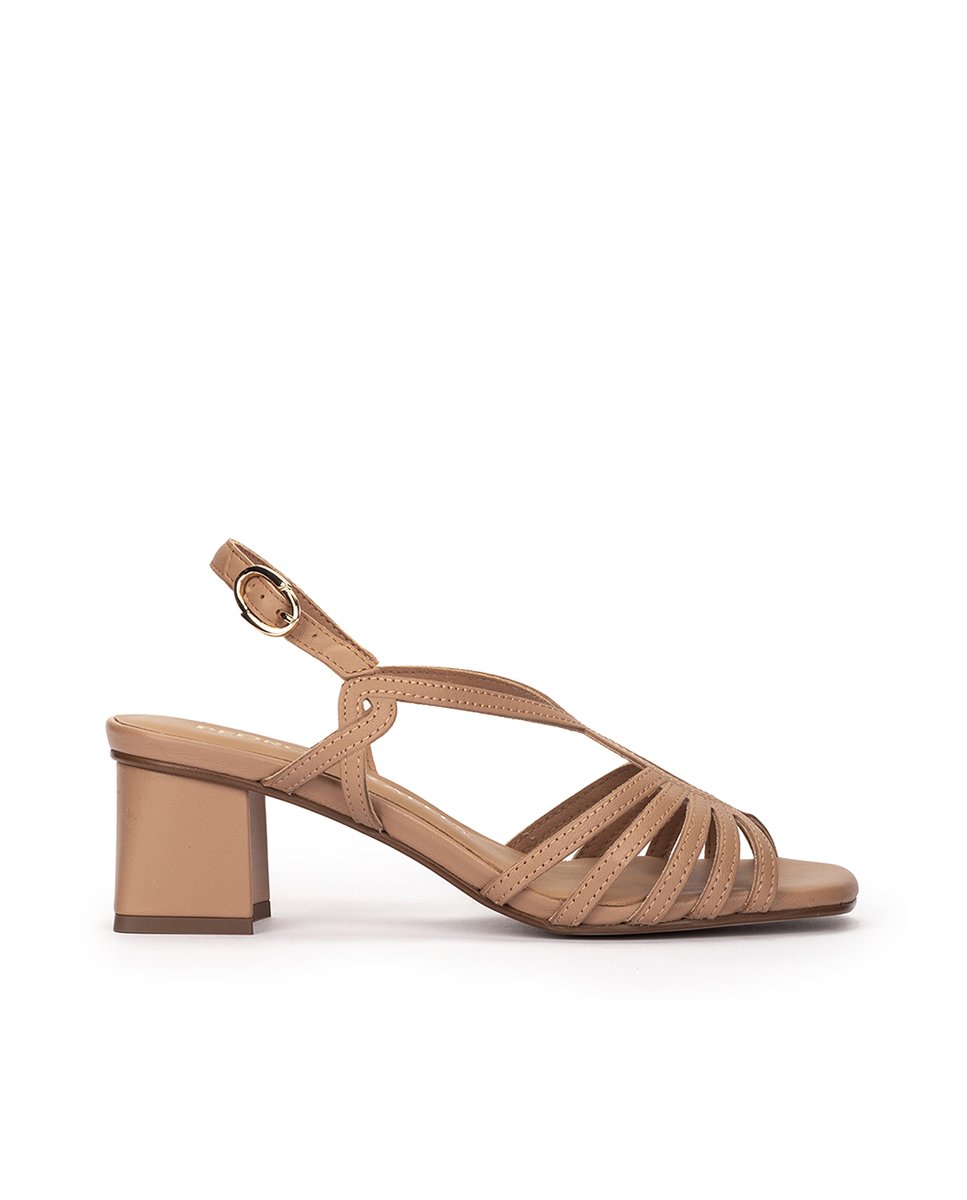 Brown metallic leather high heel sandals. PEDRO MIRALLES Brown