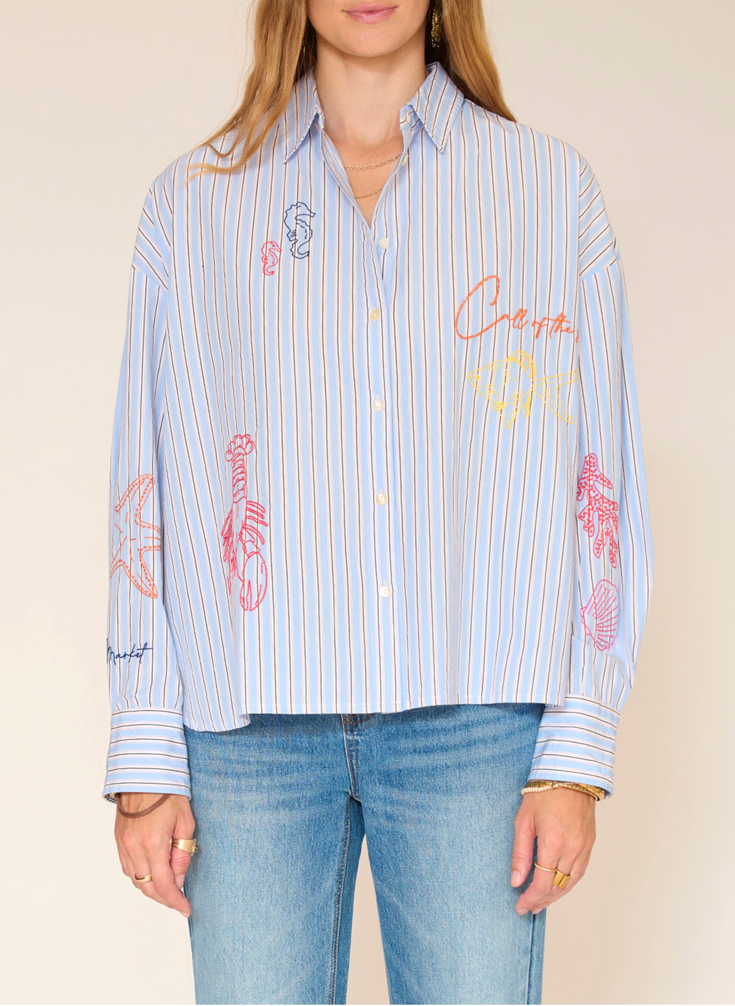 Baumwoll-Bluse MKT Blau