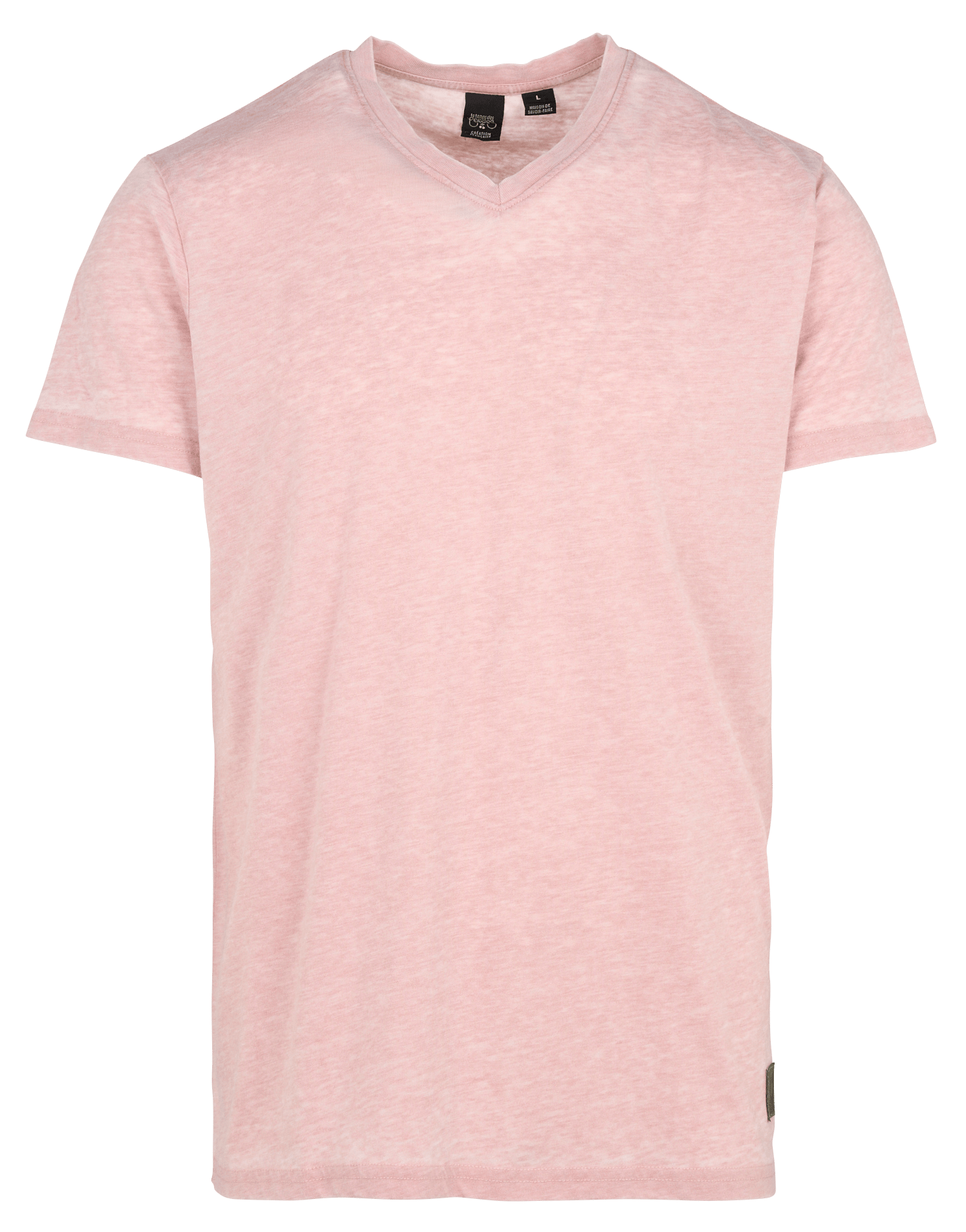 Tee-shirt droit chiné col V LE TEMPS DES CERISES Rose