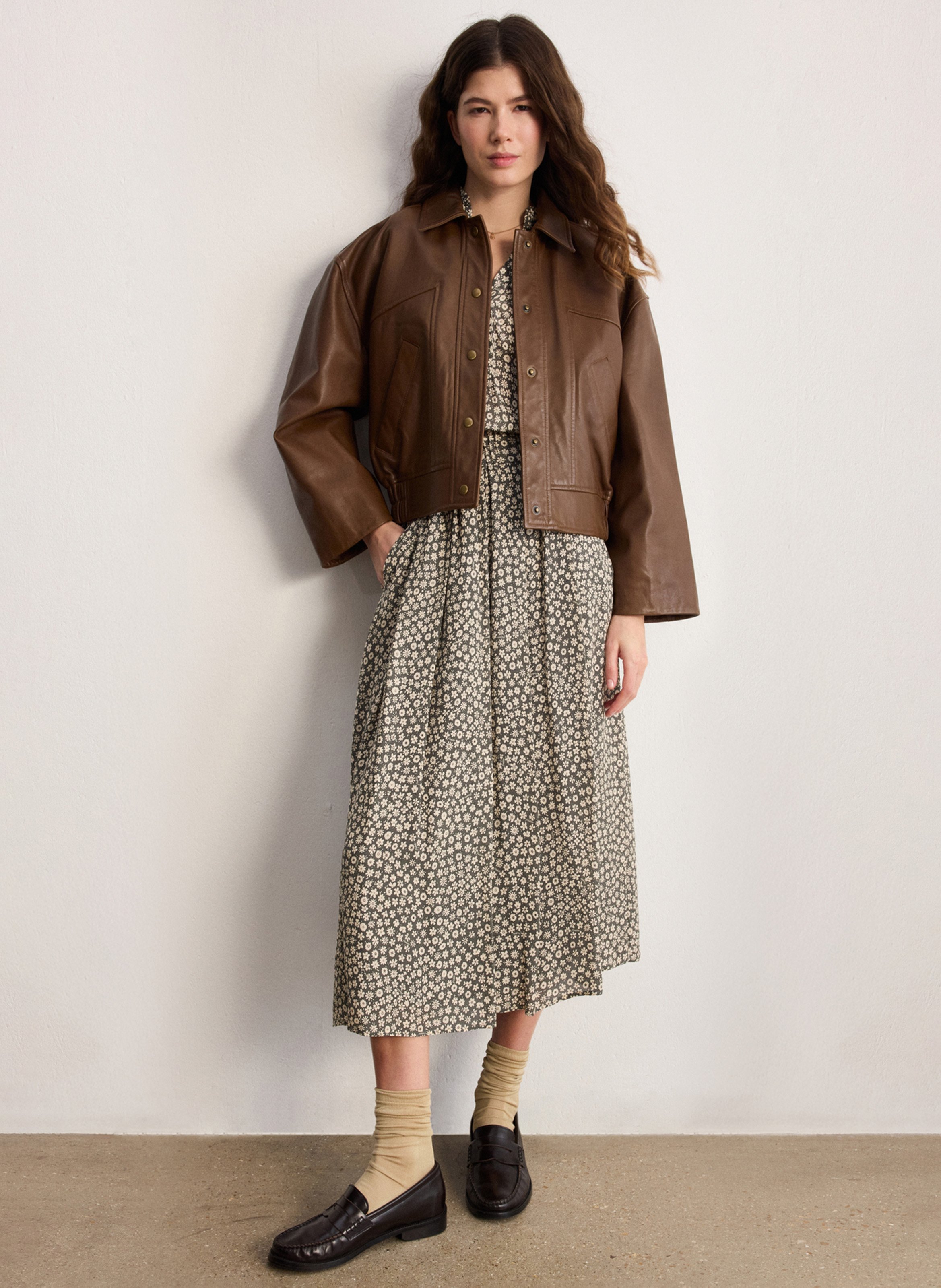 Long printed skirt PABLO Khaki