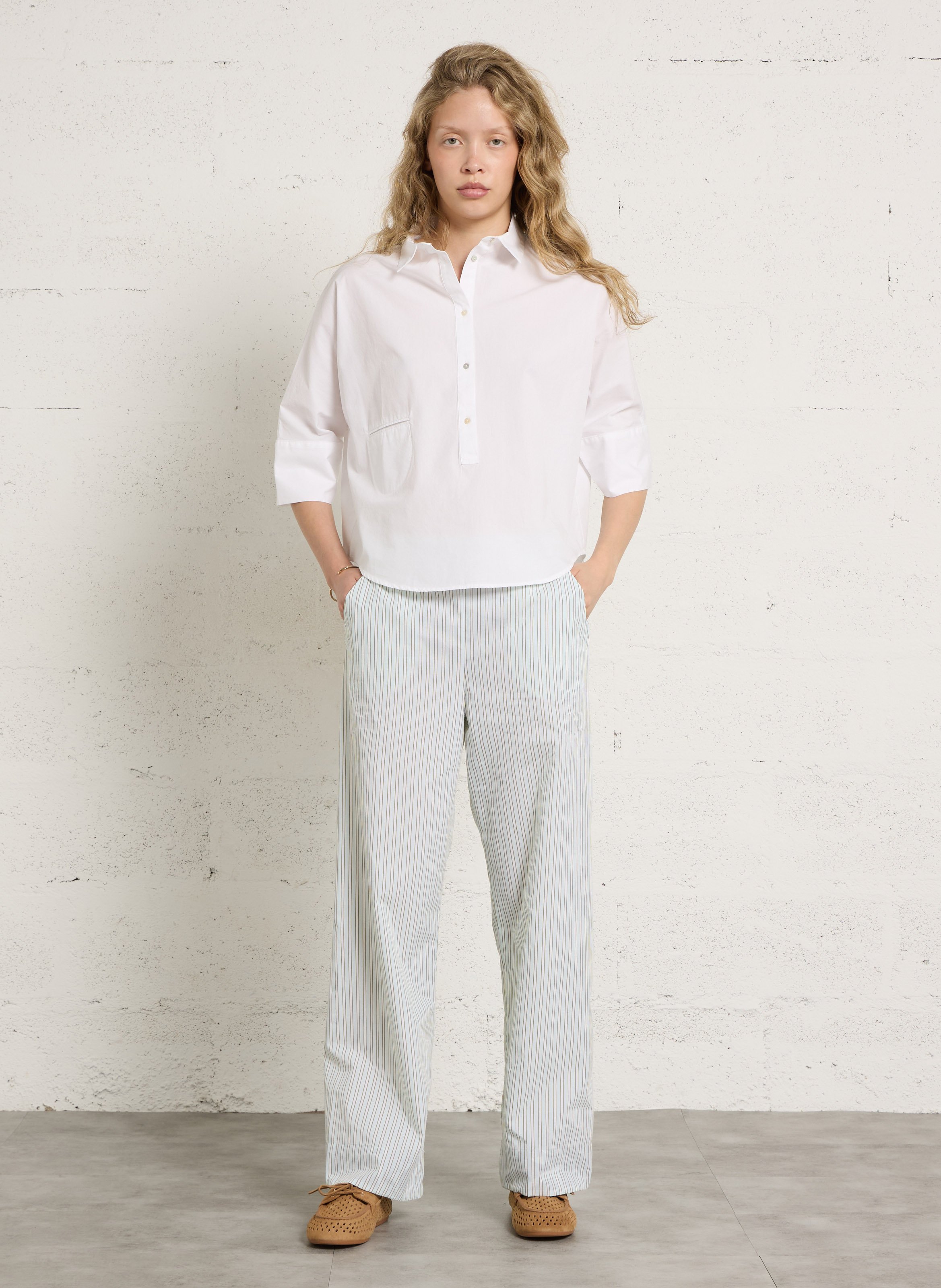 Katoenen blouse met klassieke kraag BELLA JONES Wit