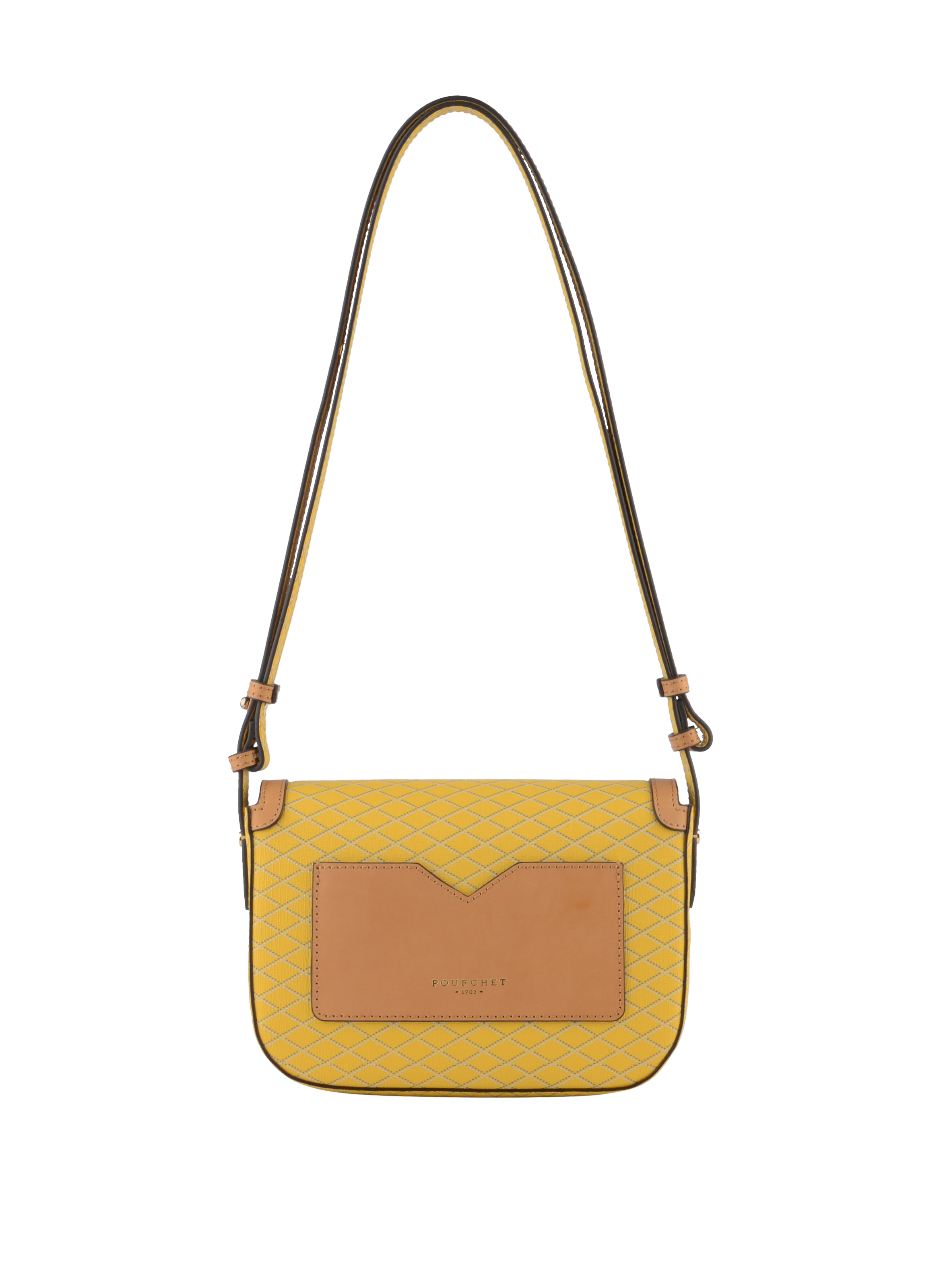 Coated canvas shoulder bag POURCHET Yellow
