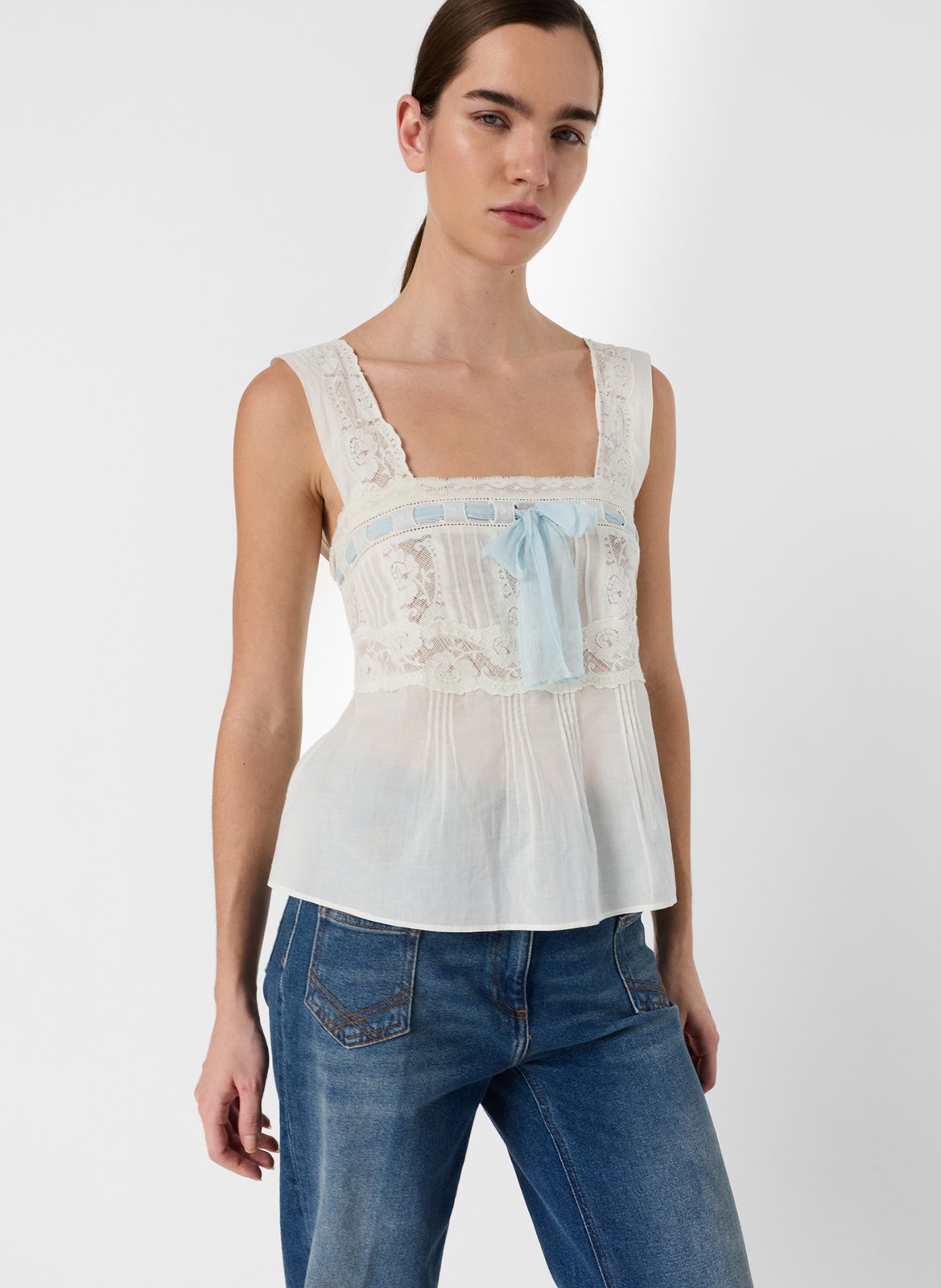 Mouwloze kanten top GERARD DAREL Beige