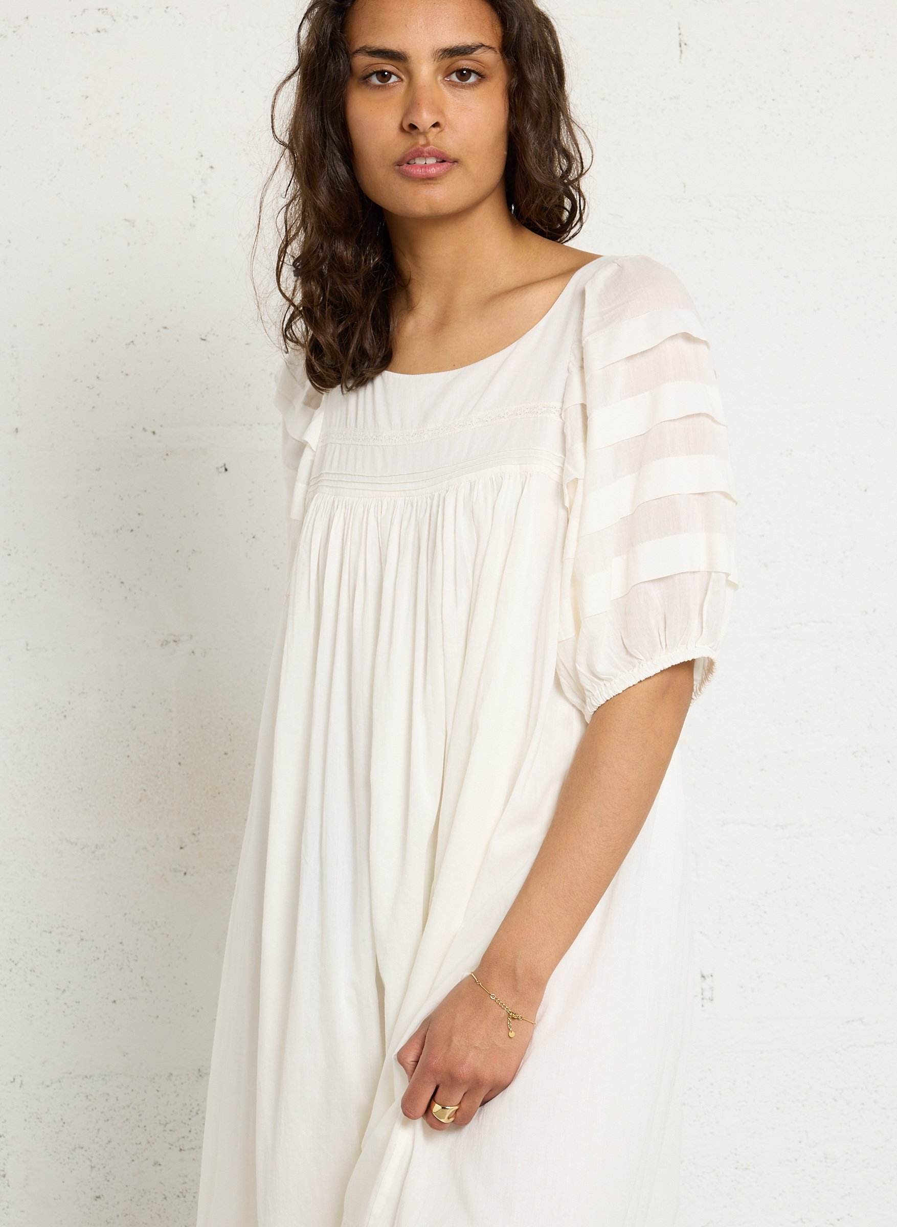 Robe longue ample en coton bio LEON & HARPER Blanc