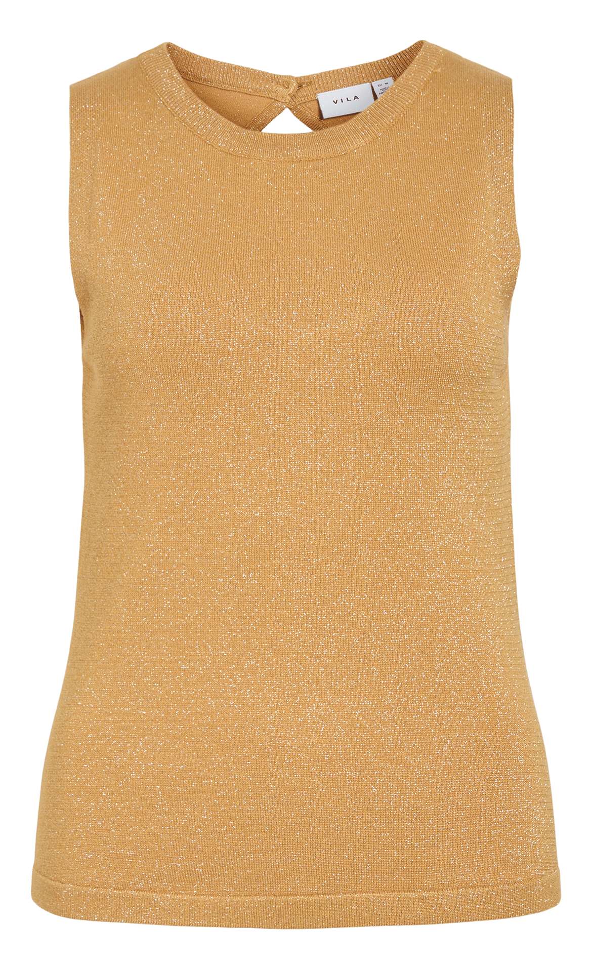 Top recto de cuello redondo en tejido de lurex VILA Amarillo