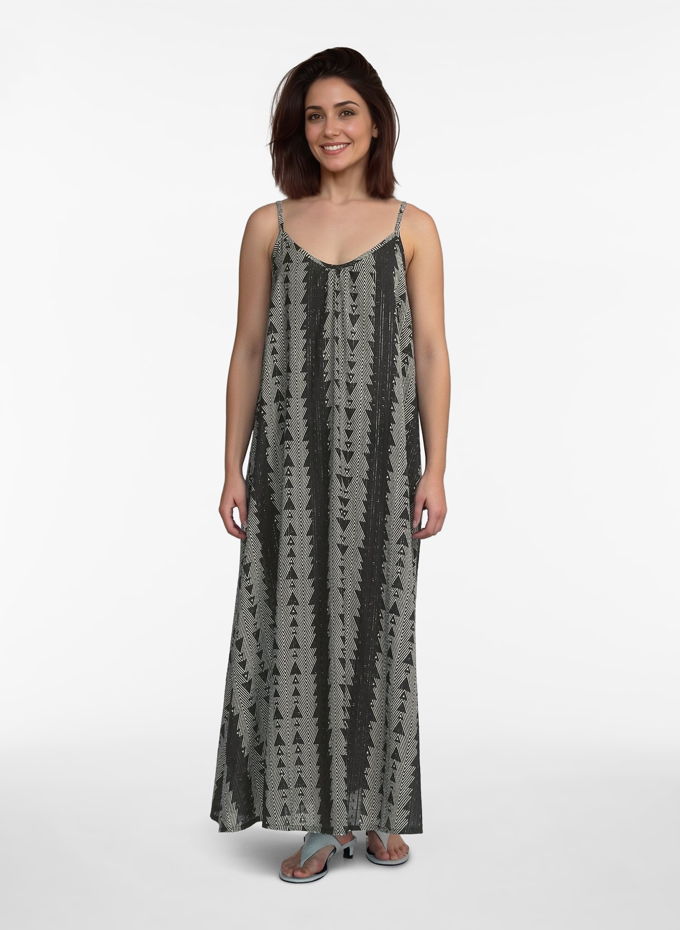 Printed loose-fitting dress with straps VILA Black