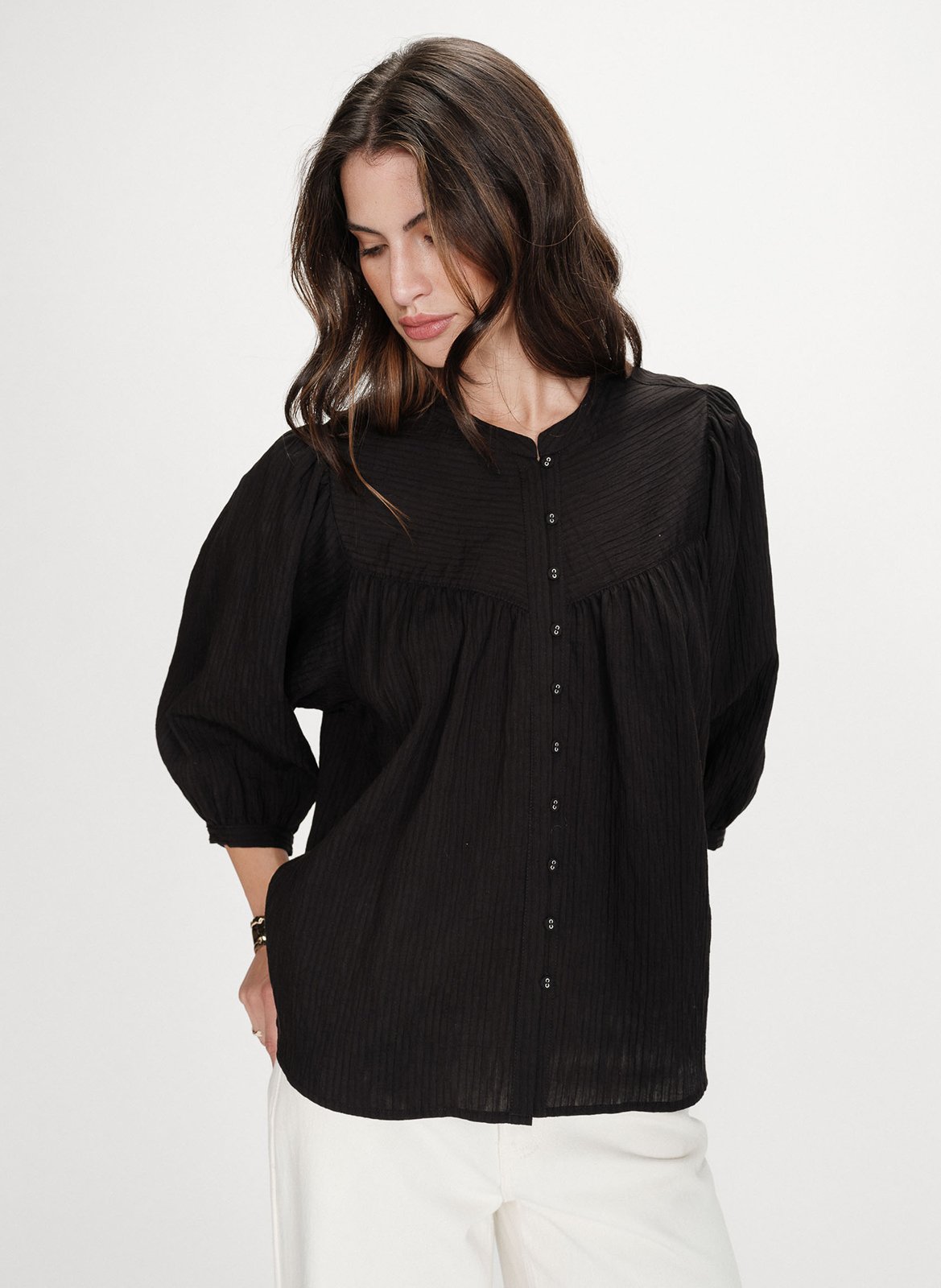 Blouse col rond  GRACE ET MILA Noir