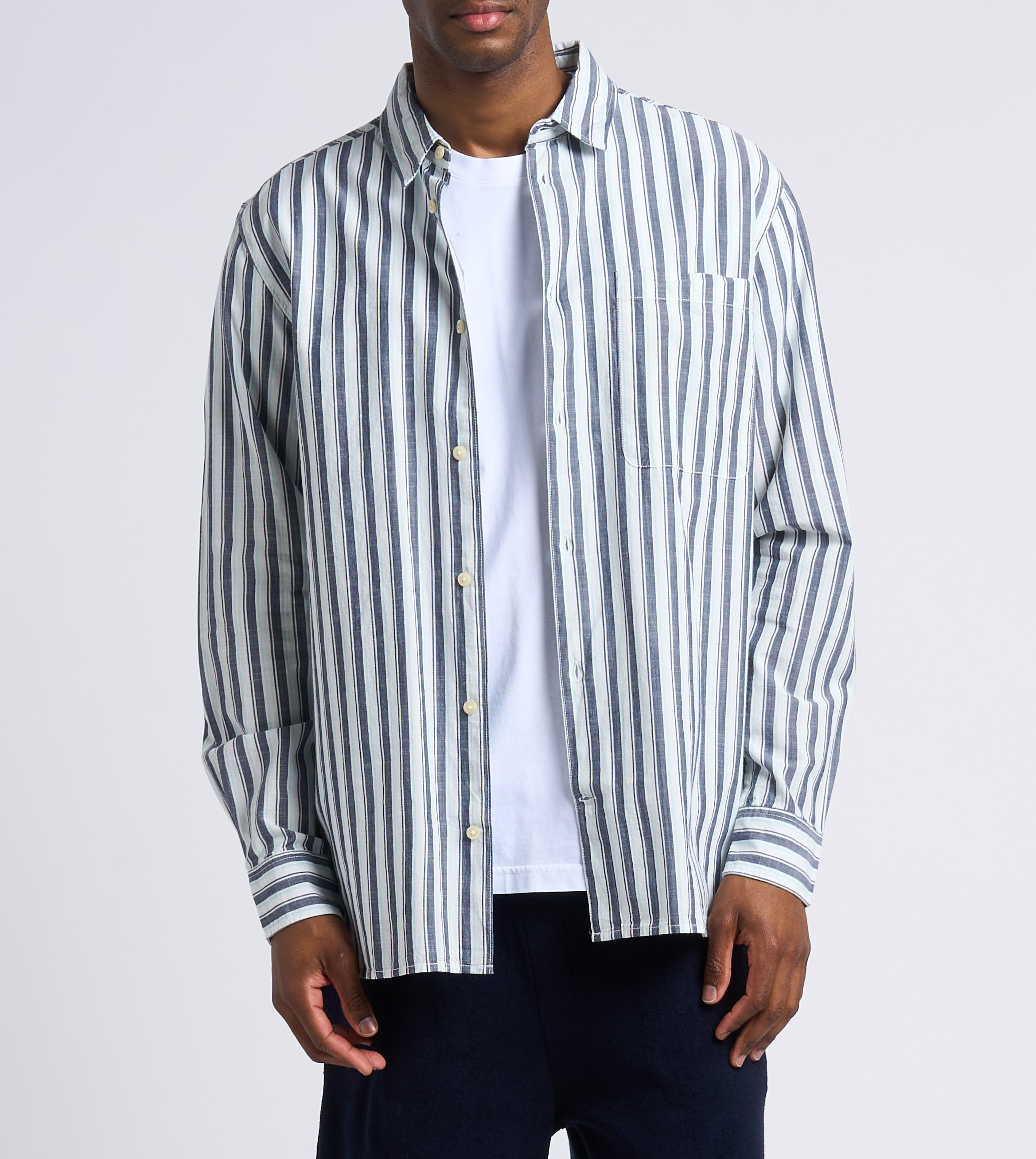 Recht overhemd van biokatoen met klassieke kraag KNOWLEDGE COTTON APPAREL Blauw