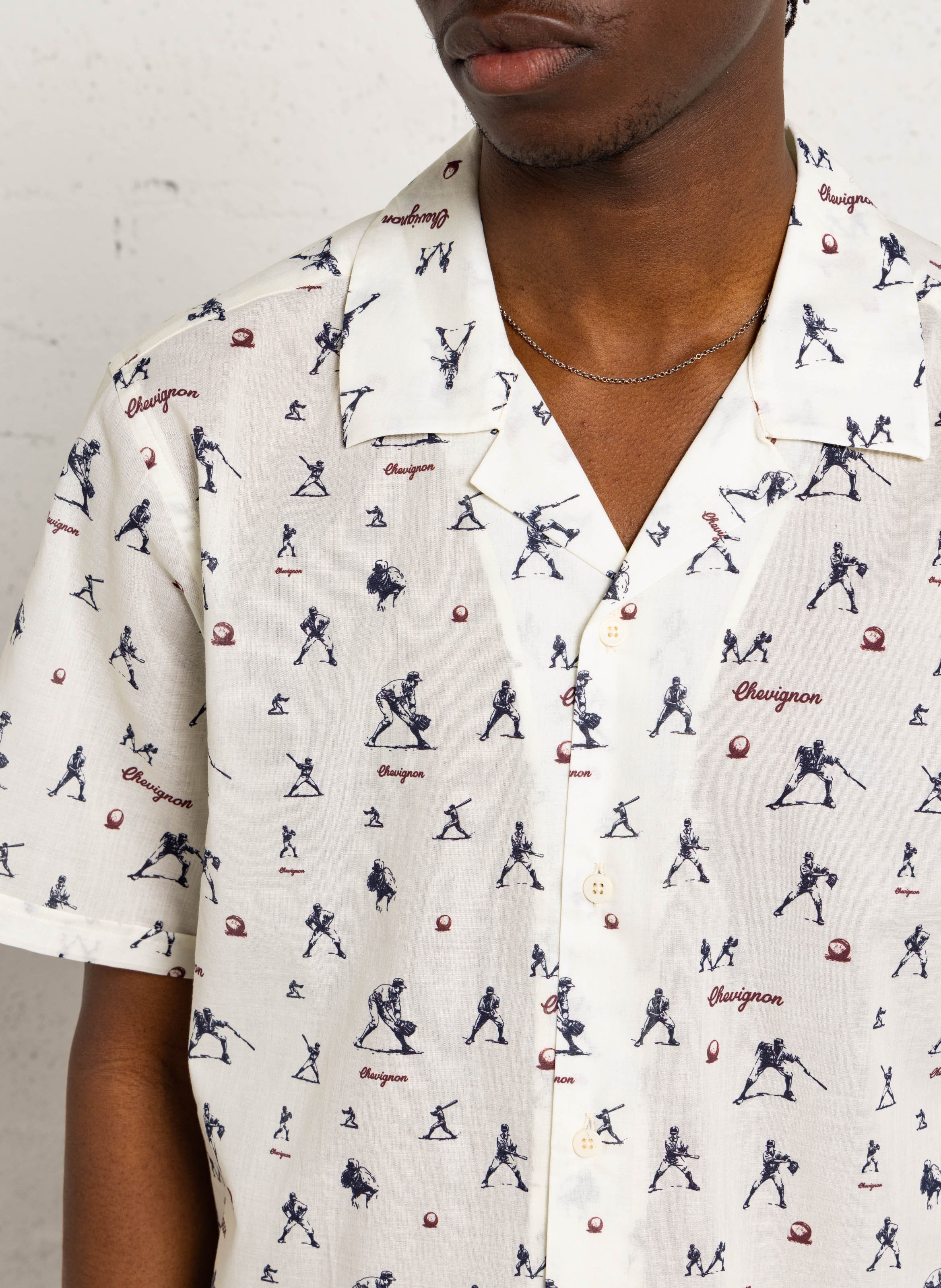 Chemise droite imprimée en coton CHEVIGNON Blanc