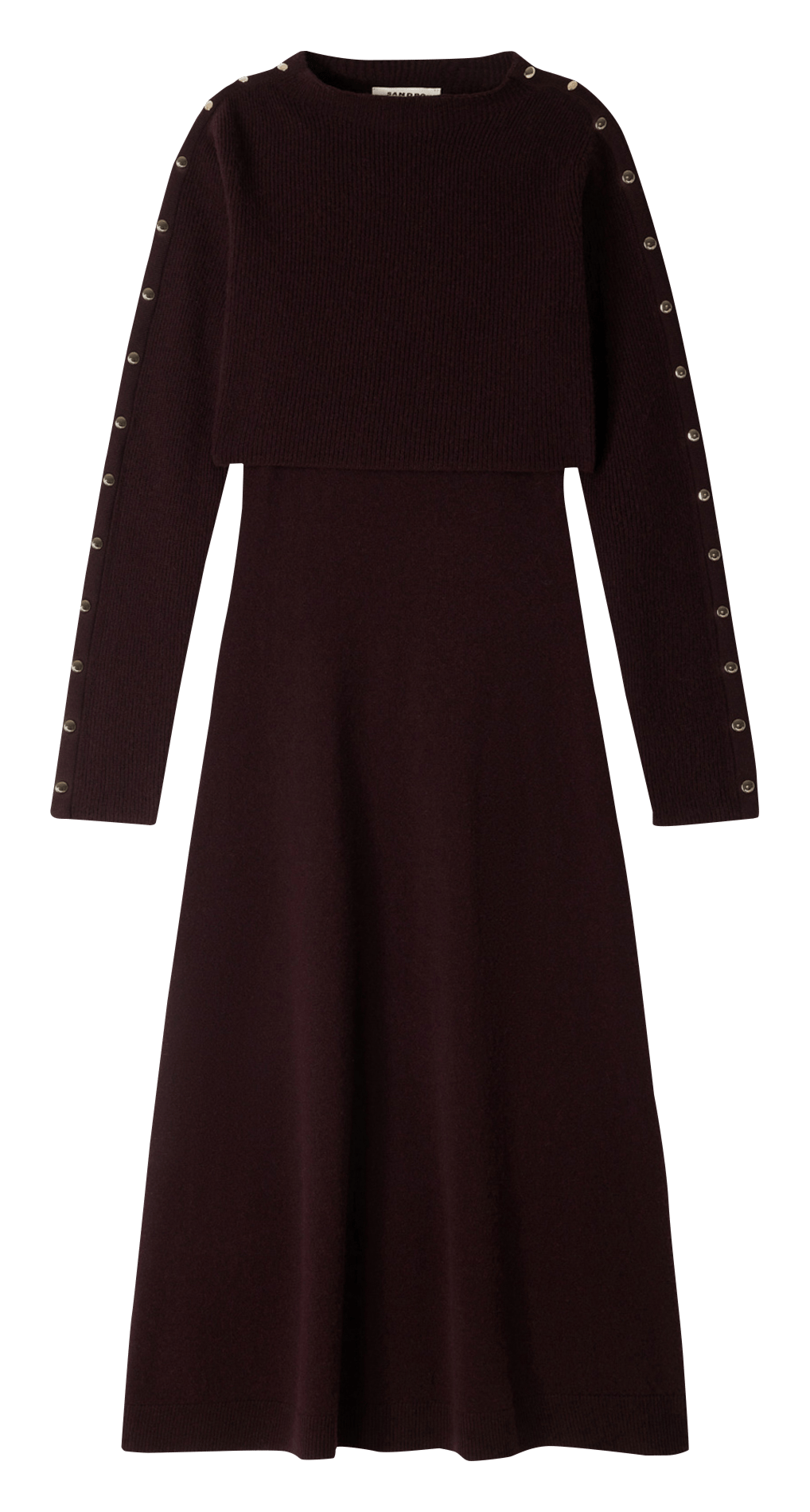 Robe ample col rond en laine et cachemire SANDRO Rouge