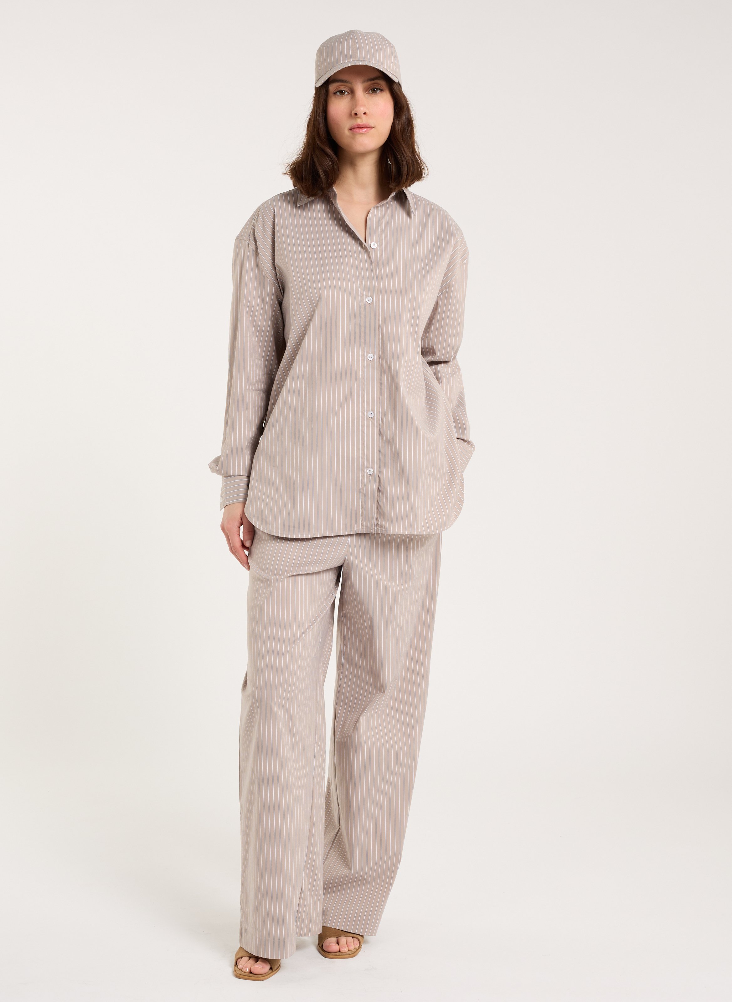 Rechte broek met strepen  SAISON 1865 Beige