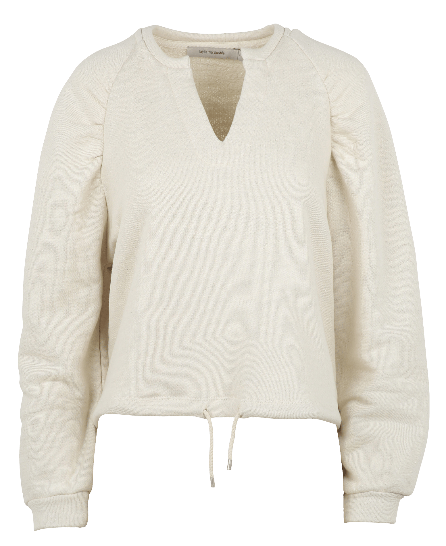T-shirt col V en coton mélangé LA FEE MARABOUTEE Blanc