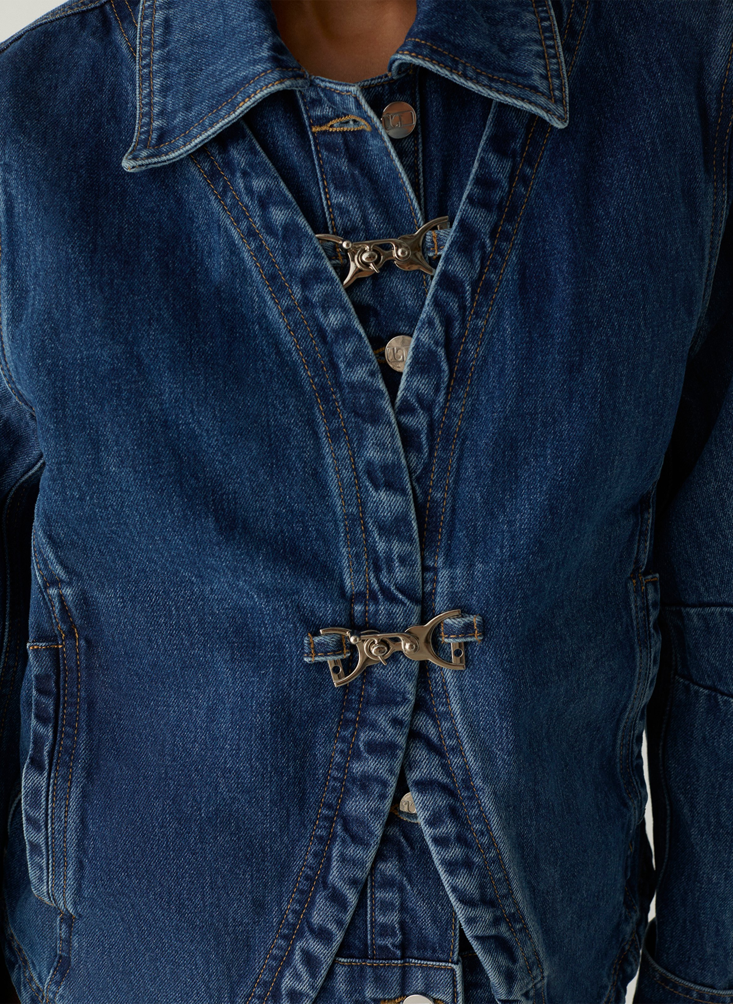 Jacke mit klassischem Kragen aus Baumwolldenim LAAGAM Blau