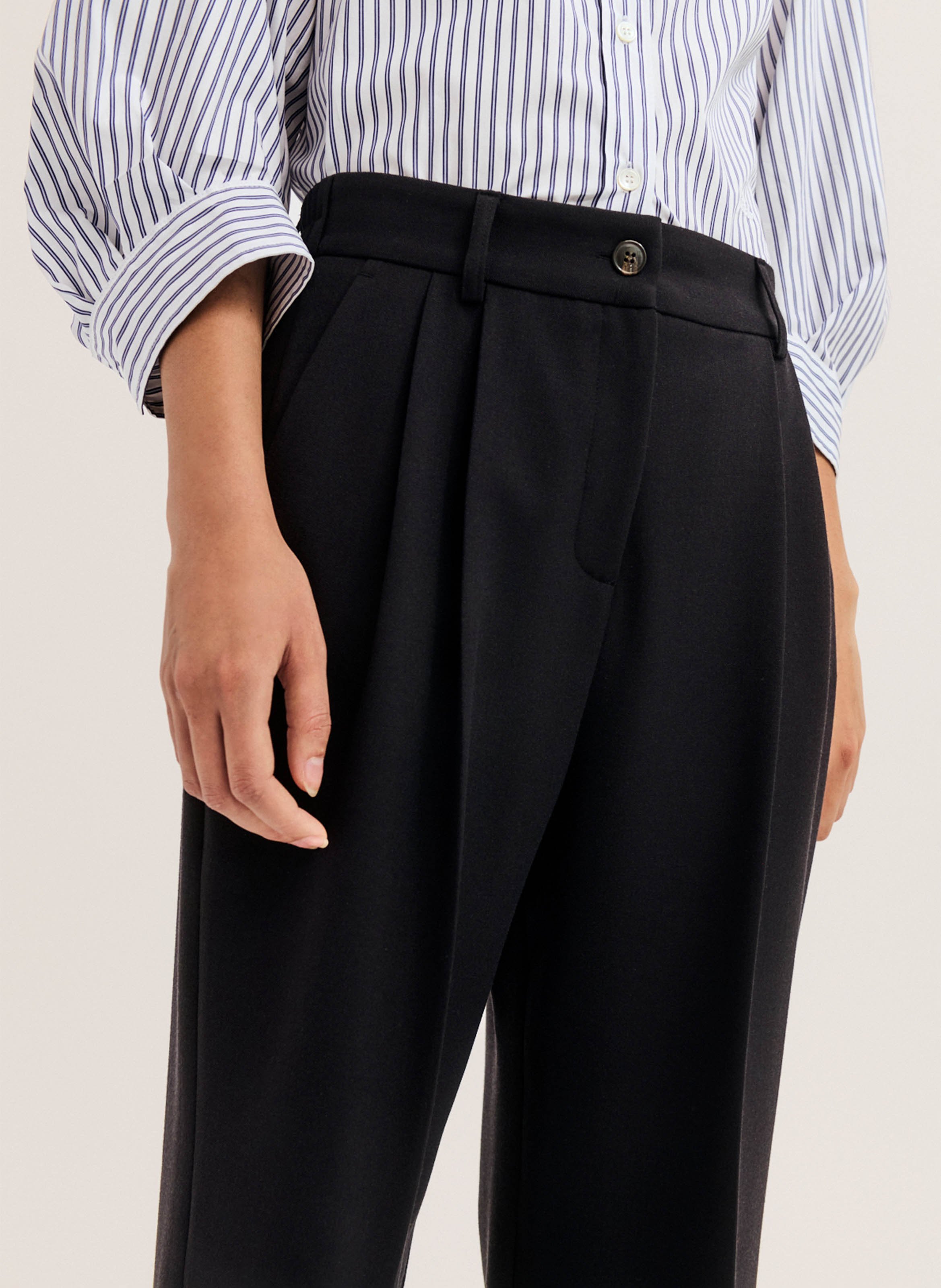 Pantalon large taille haute PABLO Marron