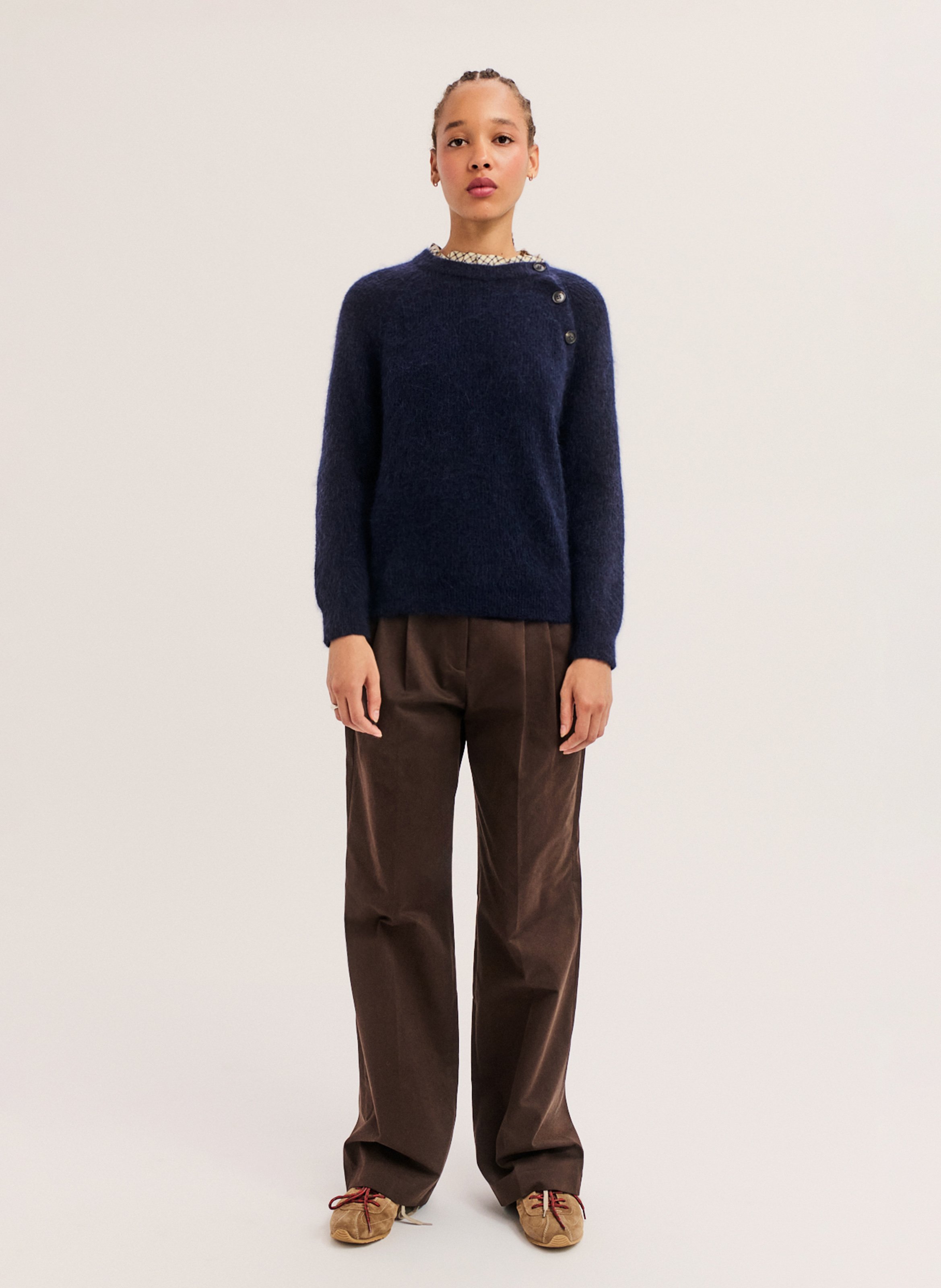 Gerade geschnittener Wollmix-Pullover PABLO Blau