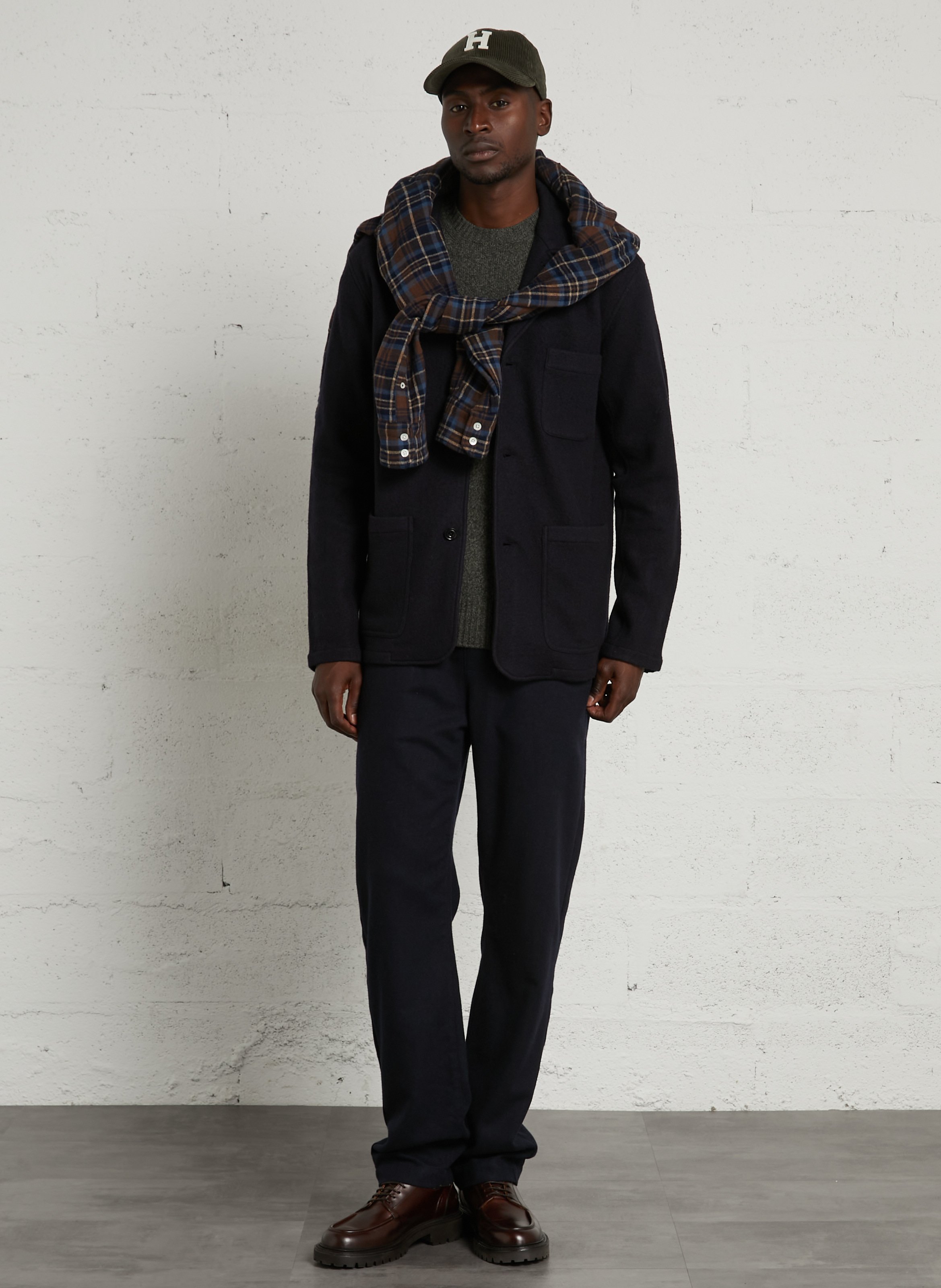 Veste droite col tailleur en laine HARTFORD Bleu