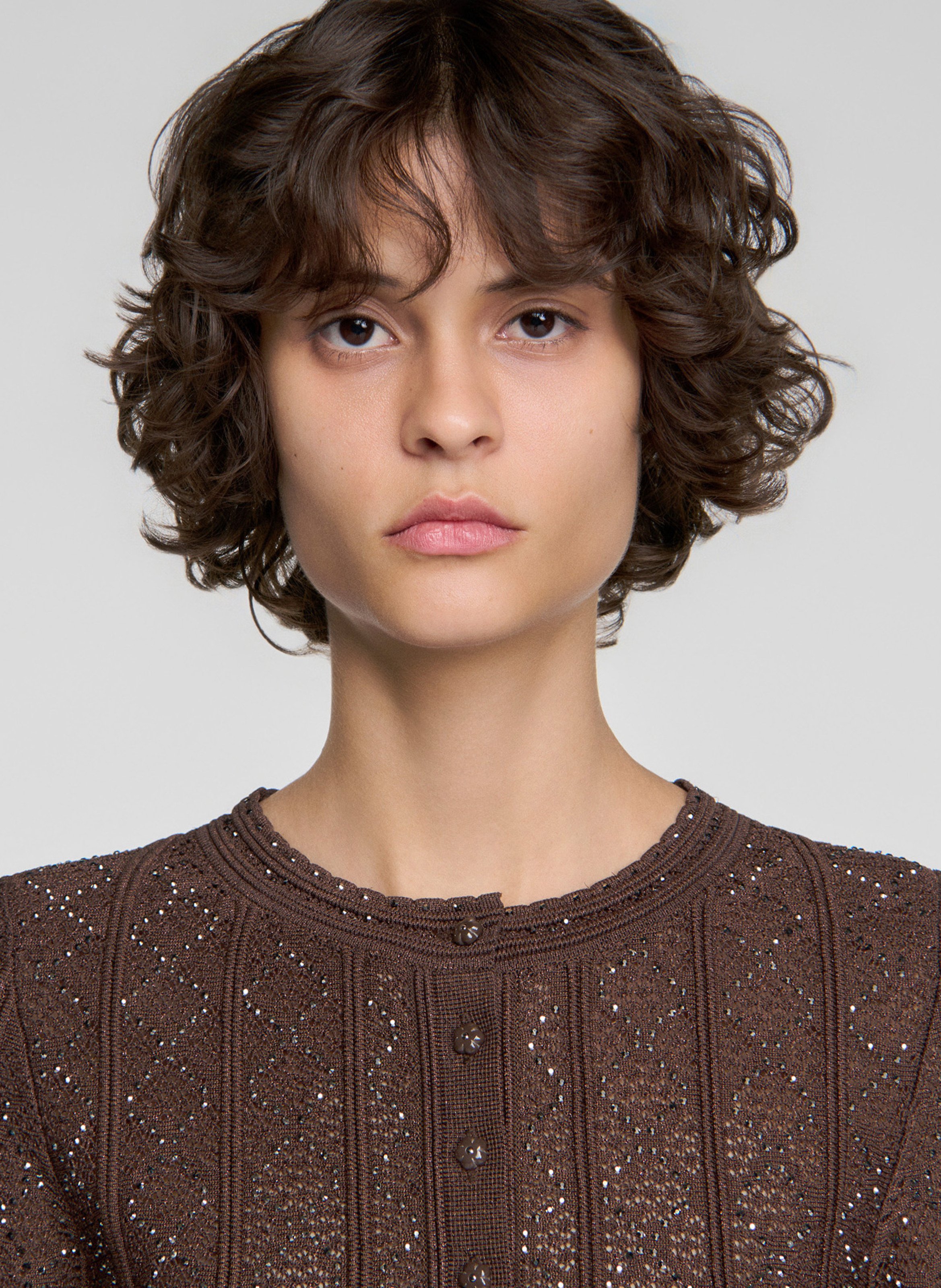 Cardigan col rond  | Marron SANDRO Femme