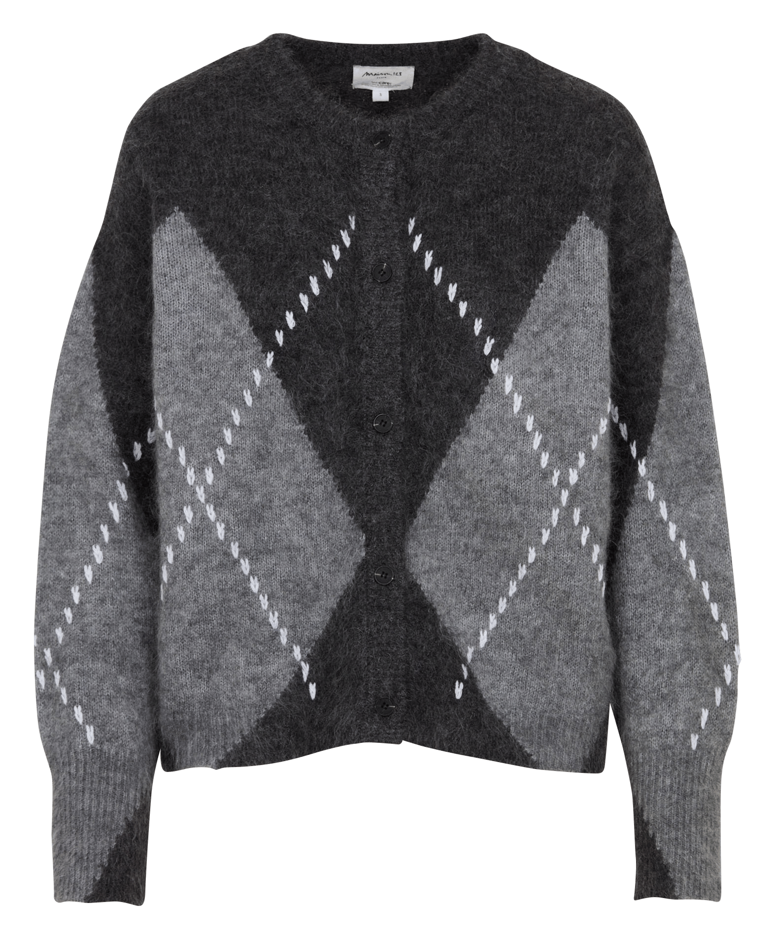 Gilet ample col rond en jacquard MAISON 123 Gris