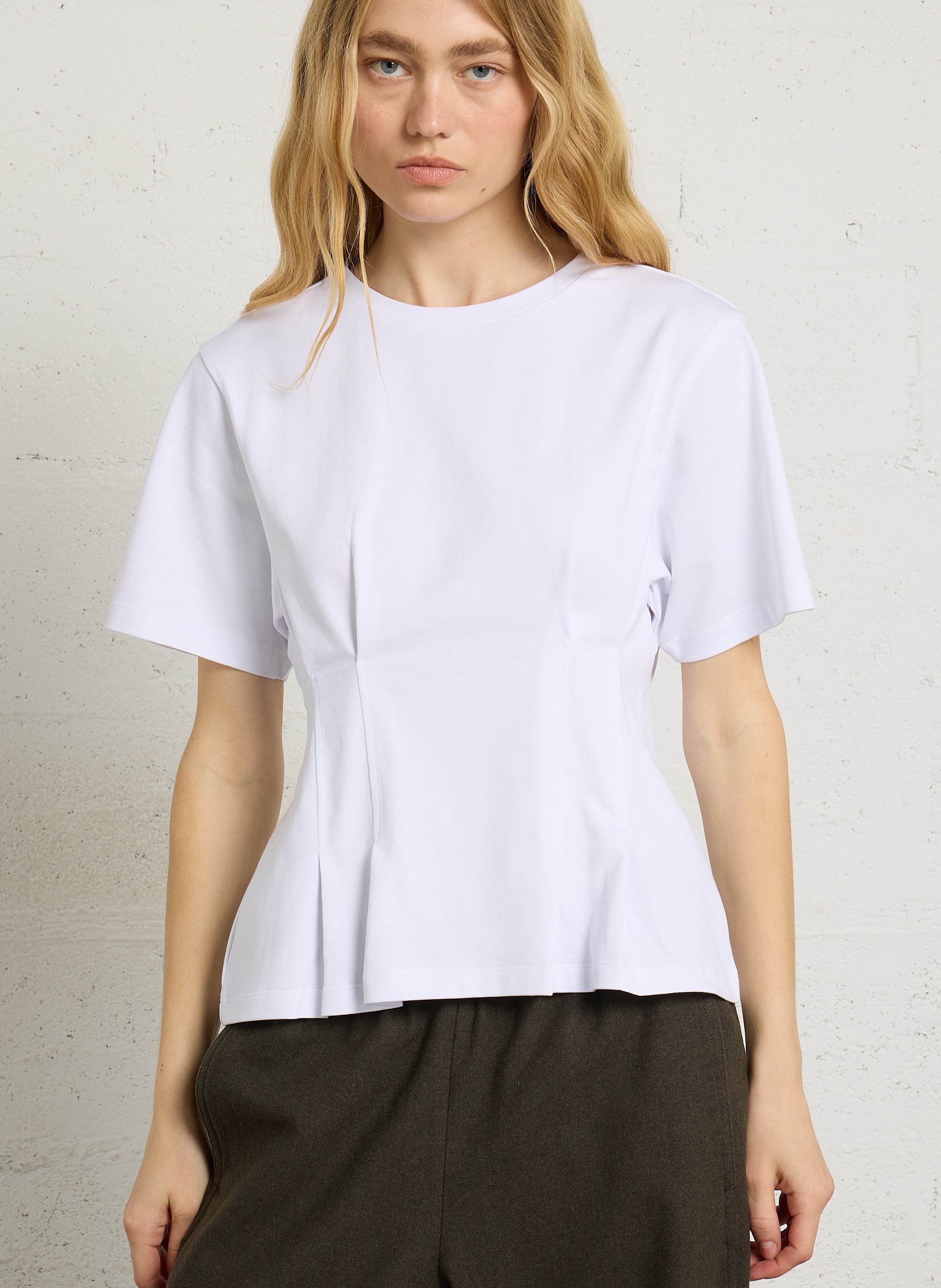 Tee-shirt cintrée en coton mélangé BERENICE Blanc