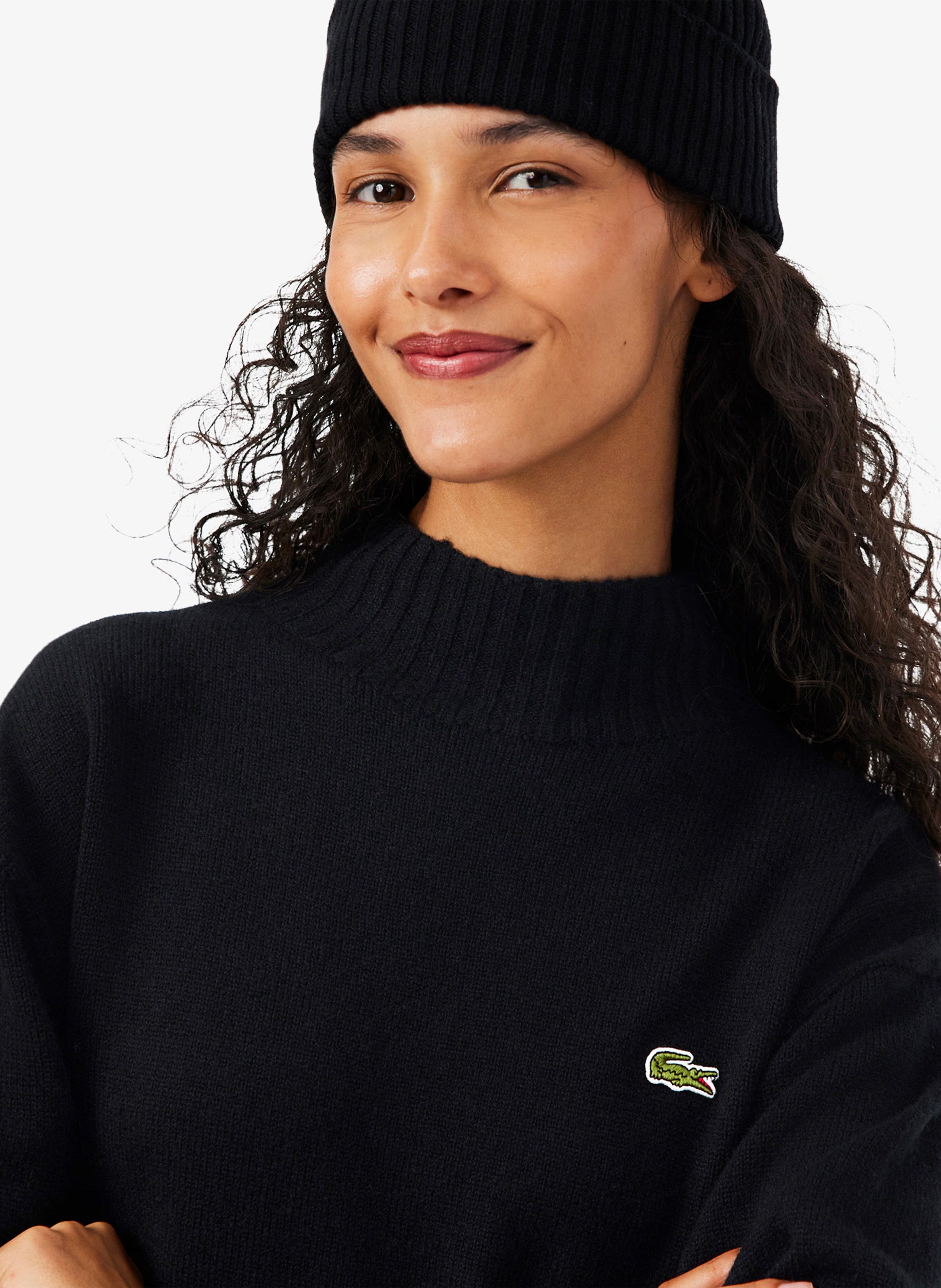 Trui van kasjmier met ronde hals LACOSTE Zwart