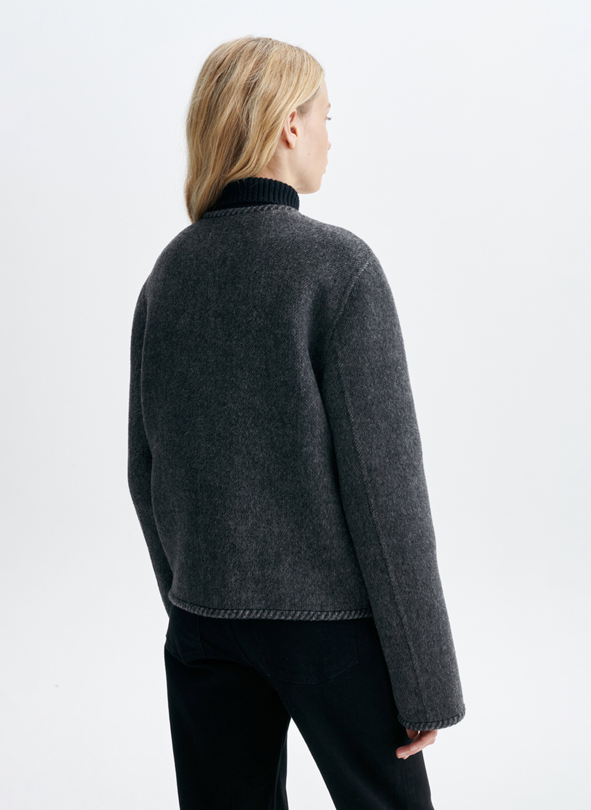 Veste col rond en laine mélangée VANESSA BRUNO Grijs