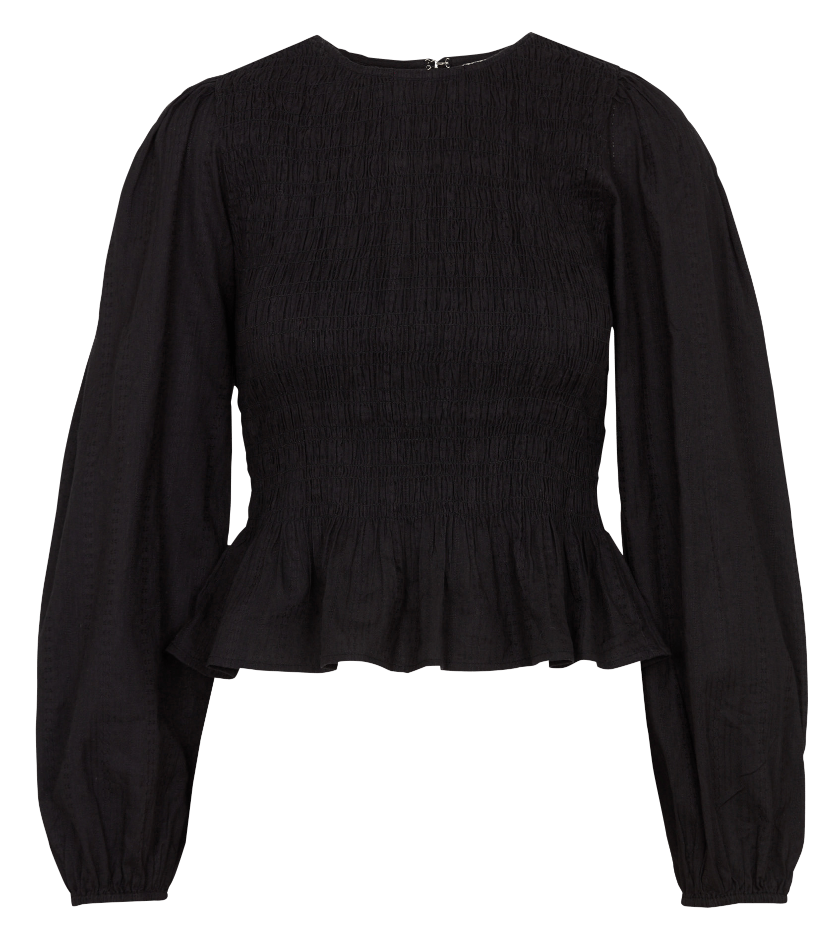 Gerade geschnittene einfarbige Bluse mit Smokdetails KOOKAI Schwarz