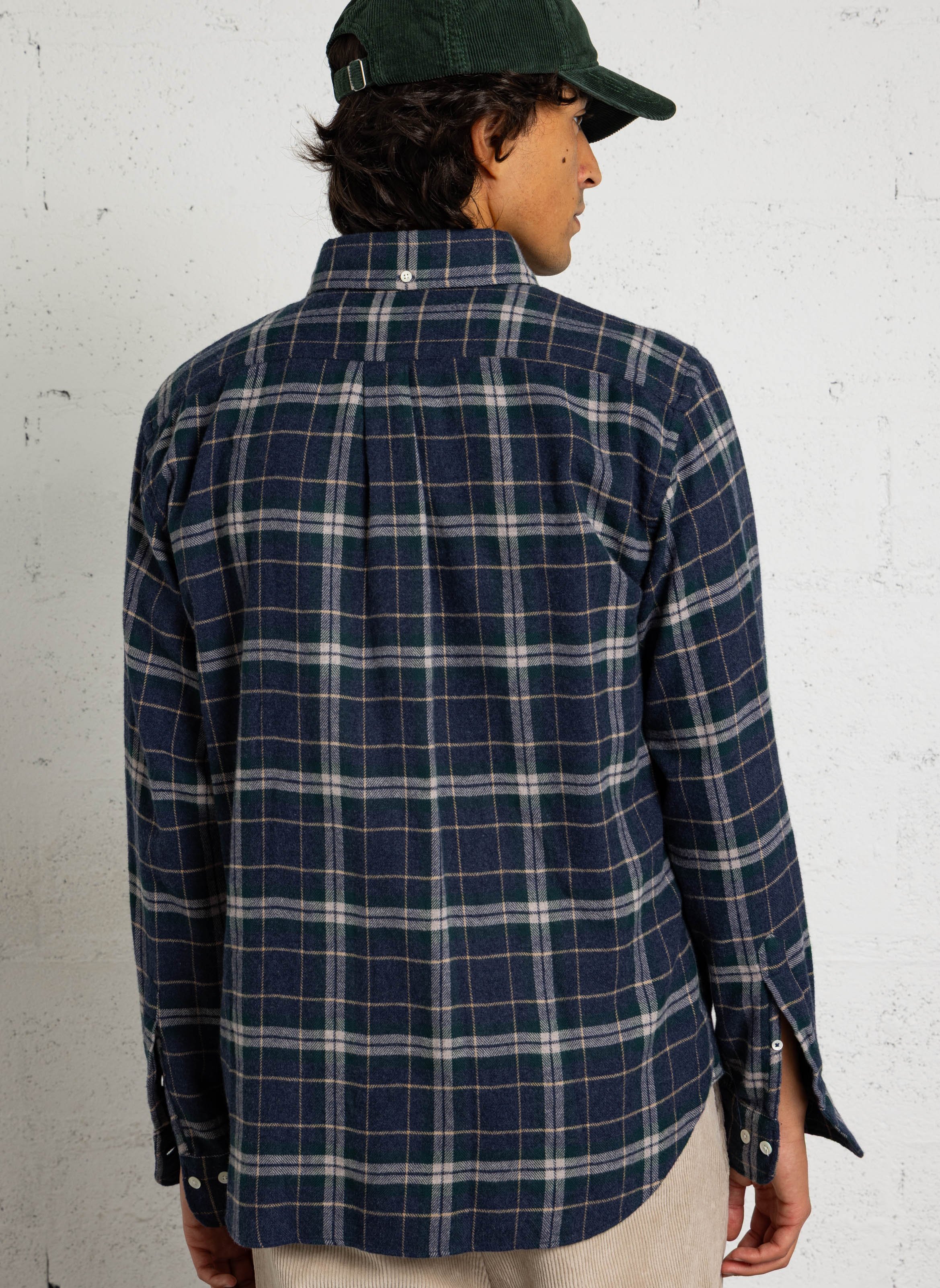 Karierte Baumwollbluse mit klassischem Kragen HARTFORD Blau
