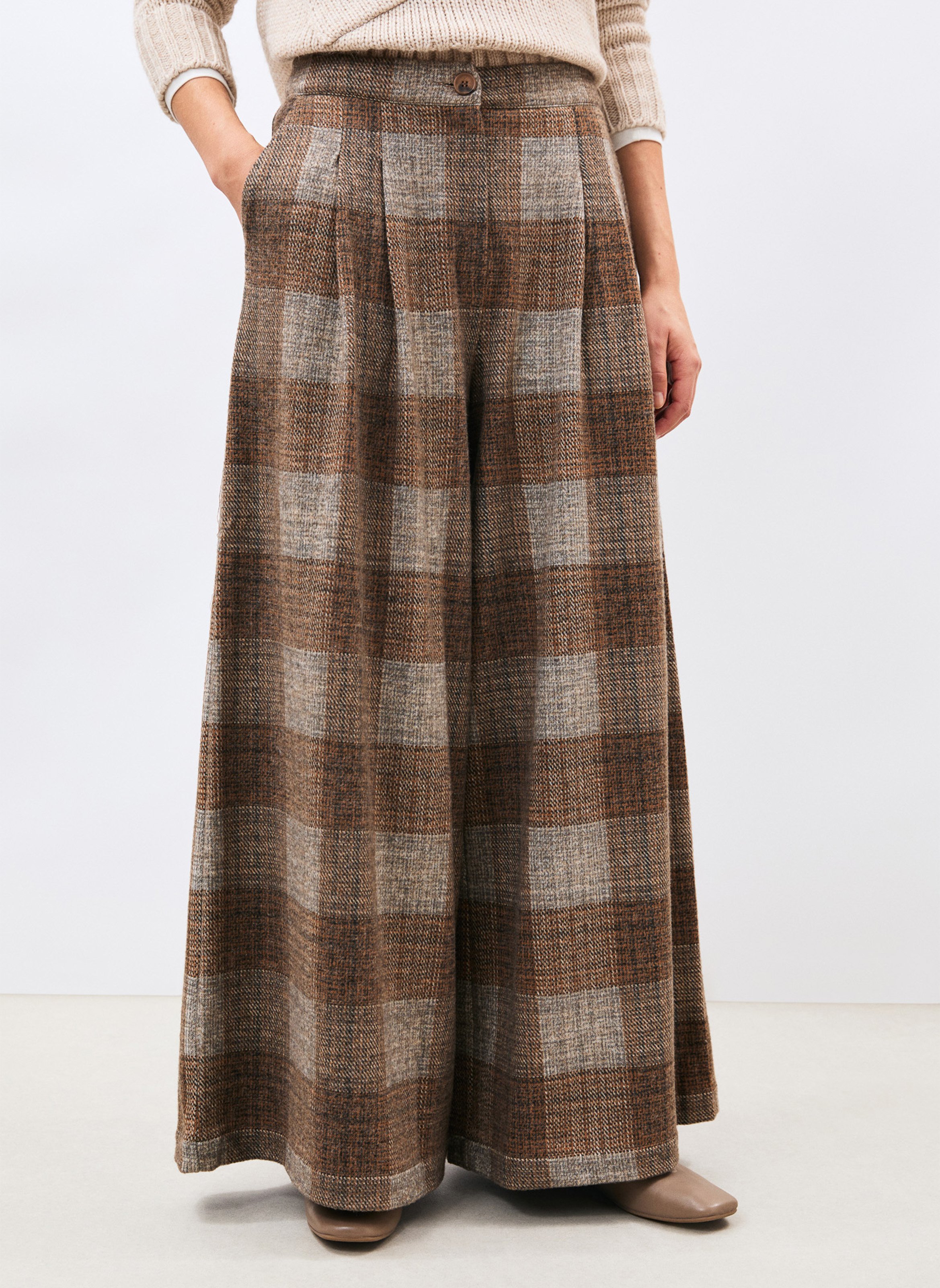 Wide-leg patterned pants HUMILITY Brown