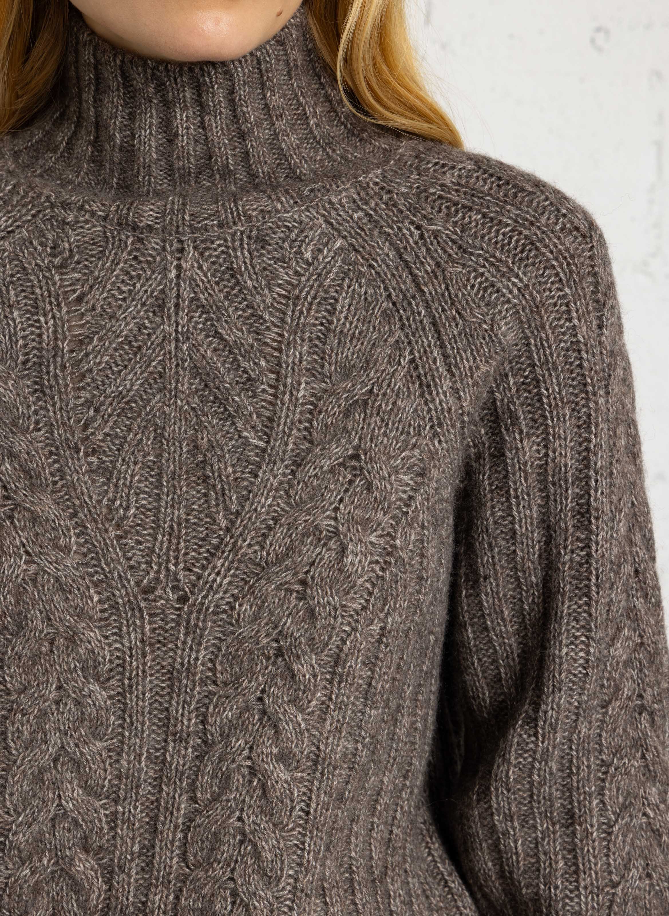 Pull droit à col montant en coton et laine DES PETITS HAUTS Gris