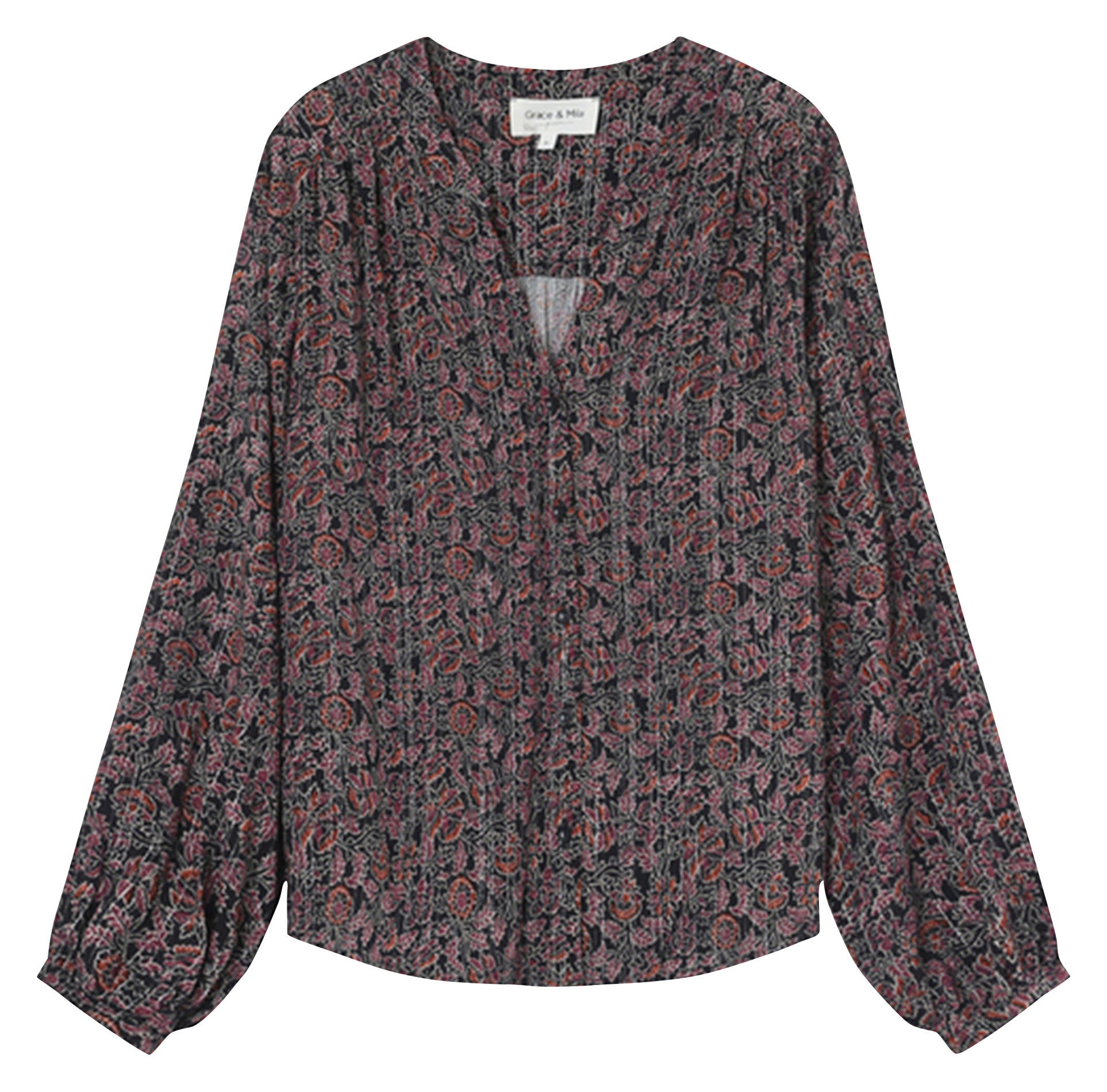 Printed V-neck blouse GRACE ET MILA