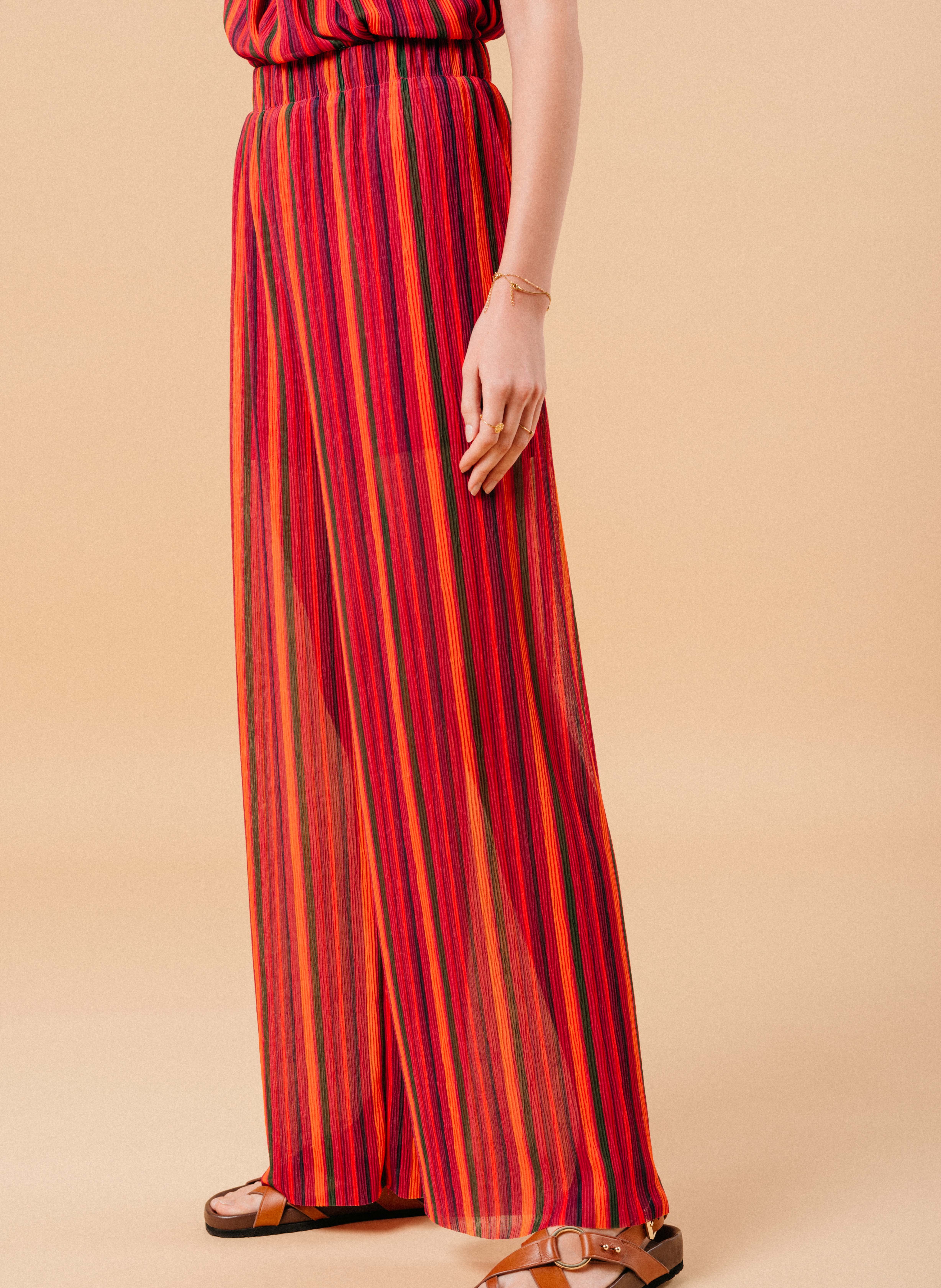 Pantalon large plissé à rayures  GRACE ET MILA Multicolore