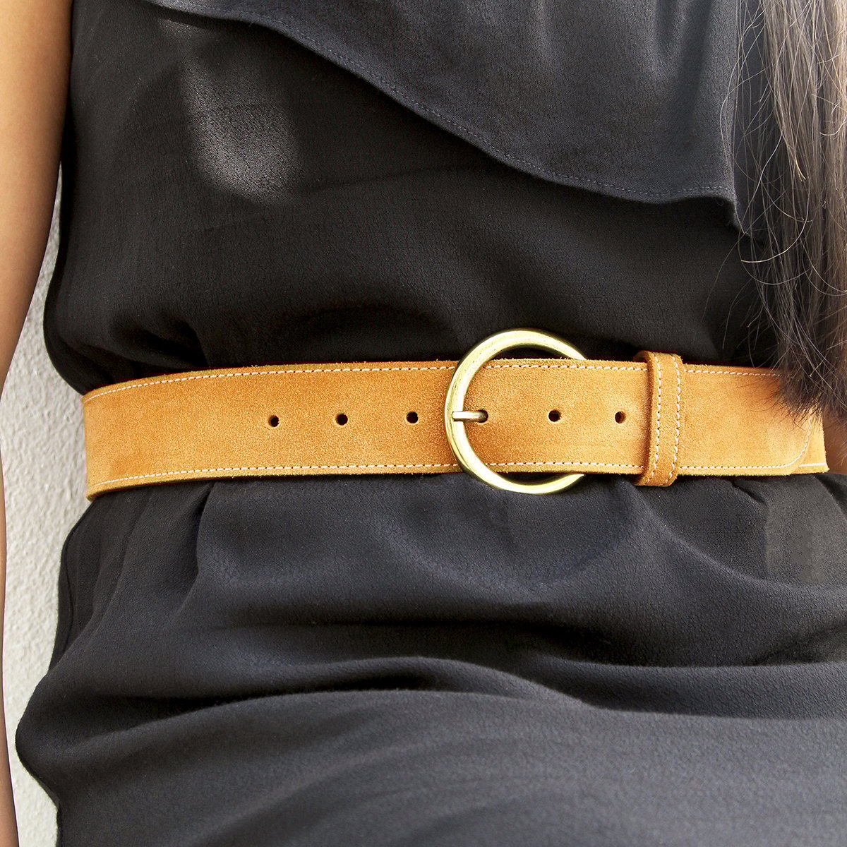 Ceinture bohème cuir daim JULES & JENN Marron