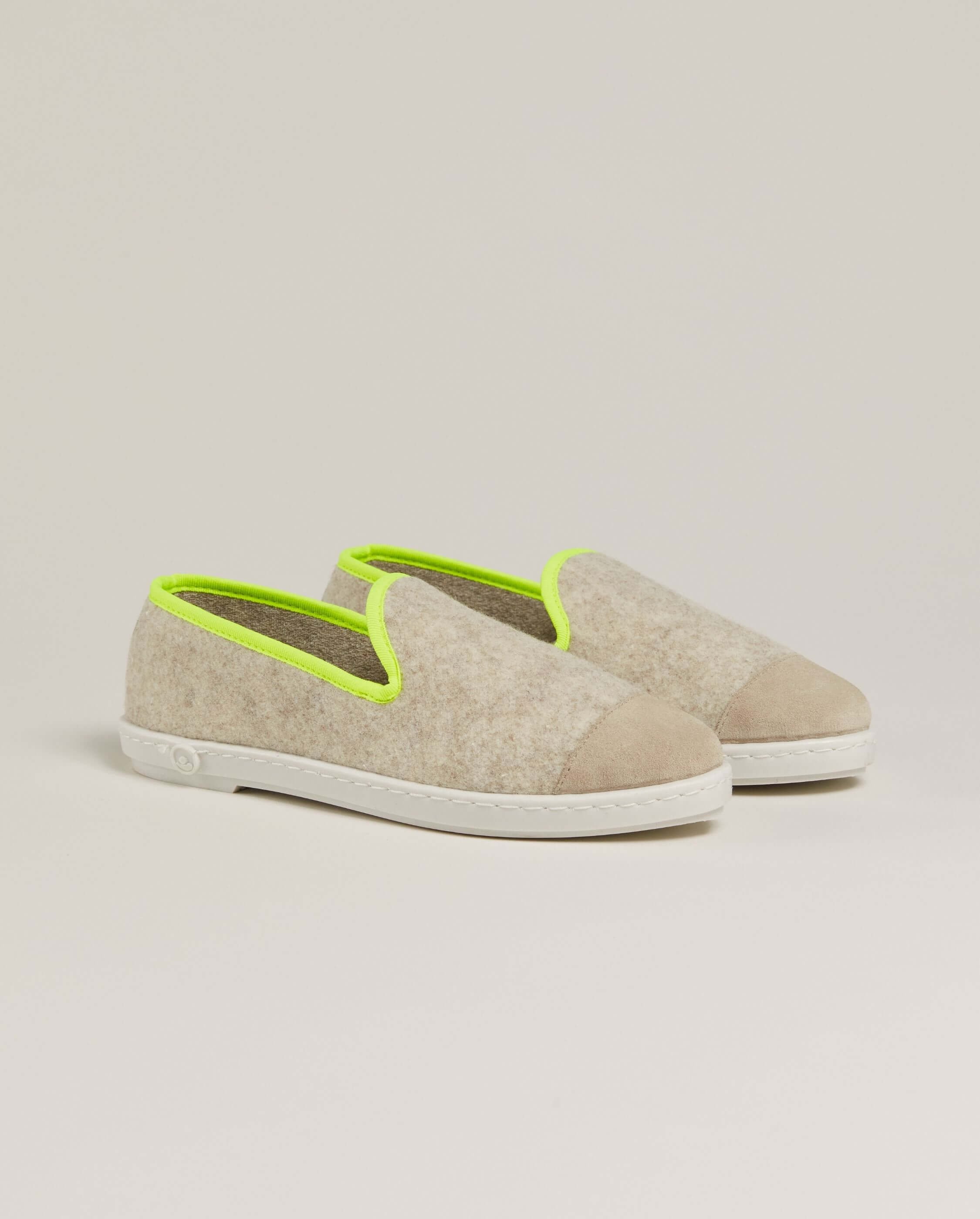 Women's wool slipper, beige yellow neon ANGARDE Beige