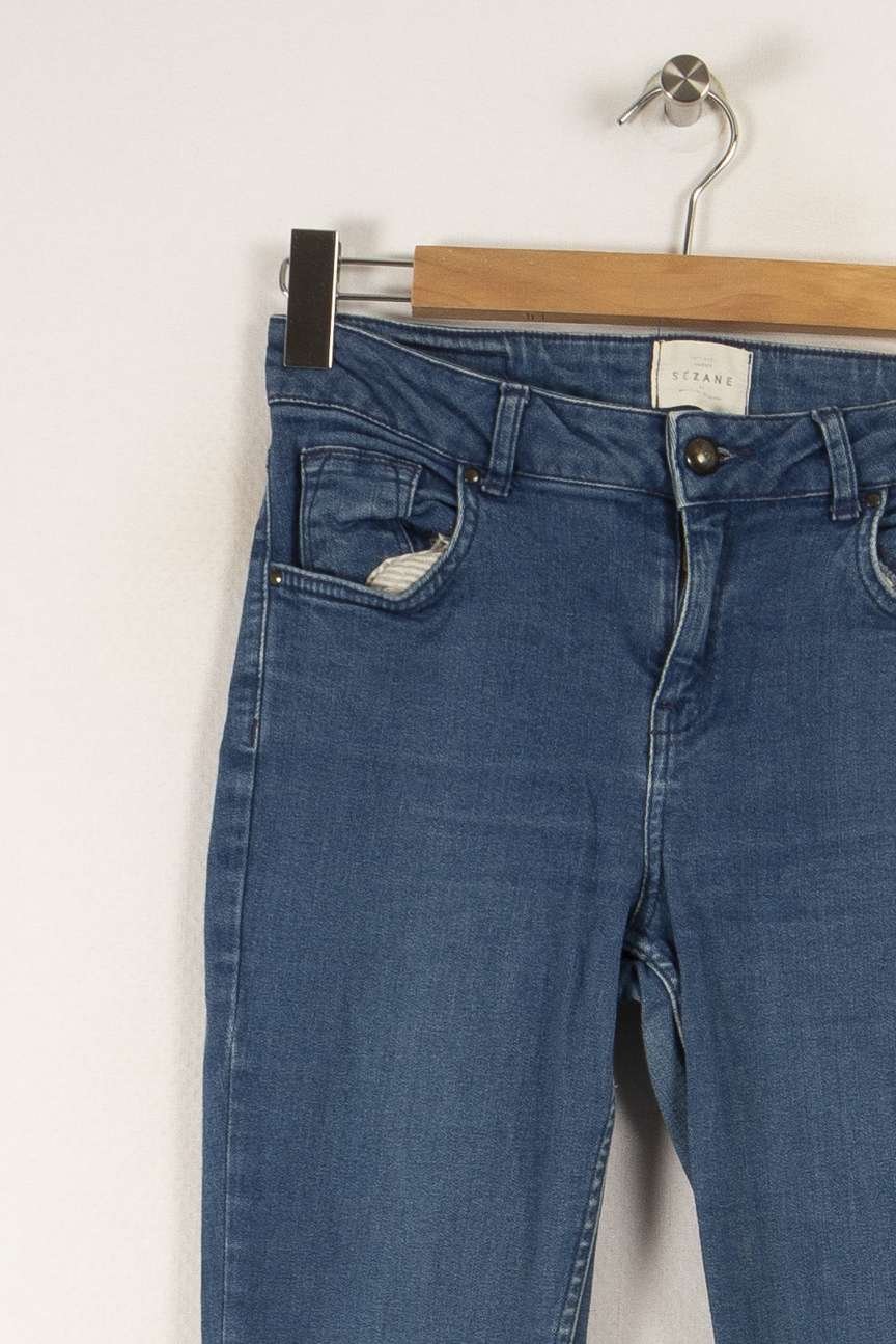 Cropped slim jeans with studs SEZANE - Seconde main Blue