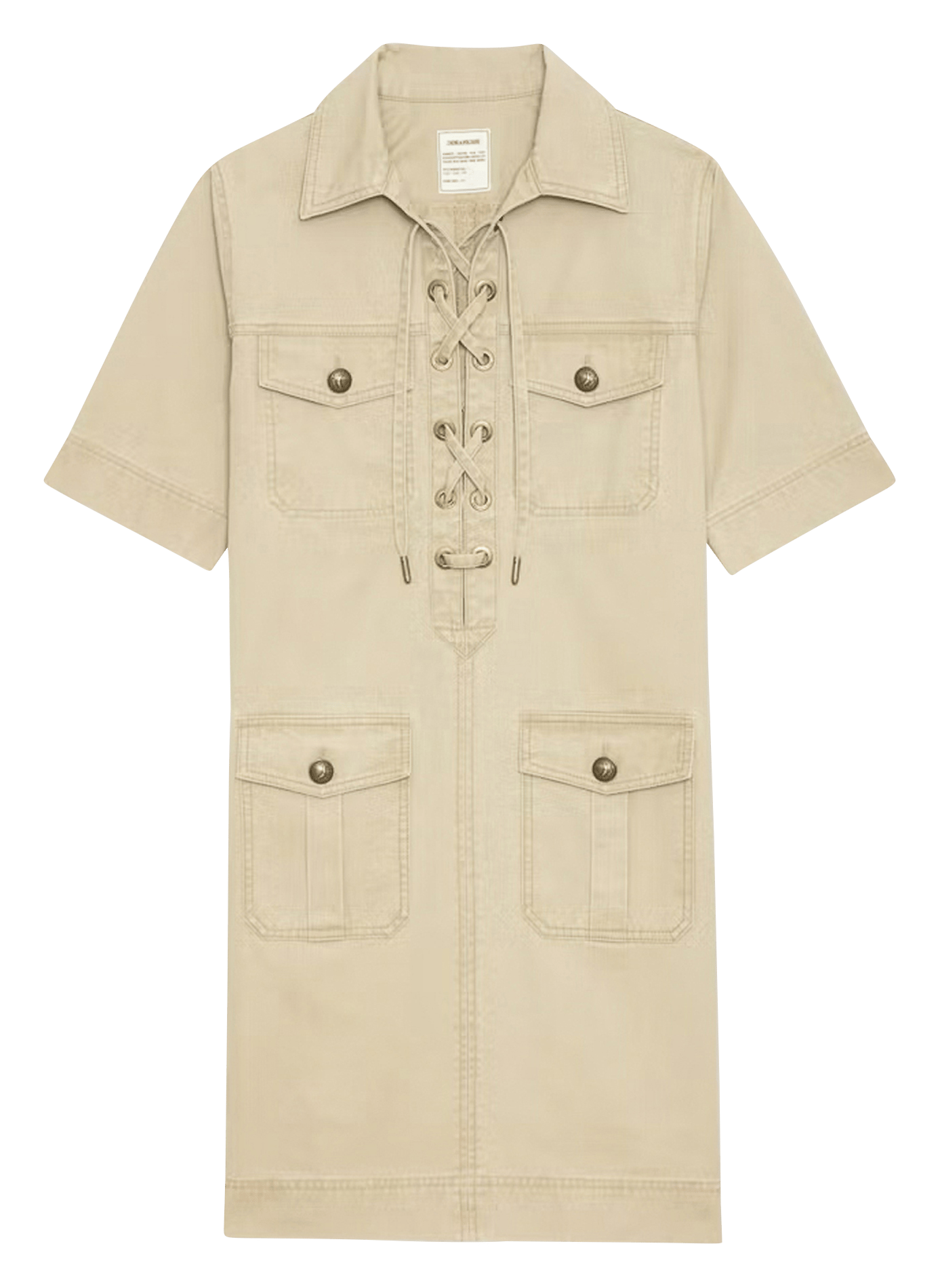 Geschnürte Beuteltasche aus strukturiertem Leder ZADIG&VOLTAIRE Beige
