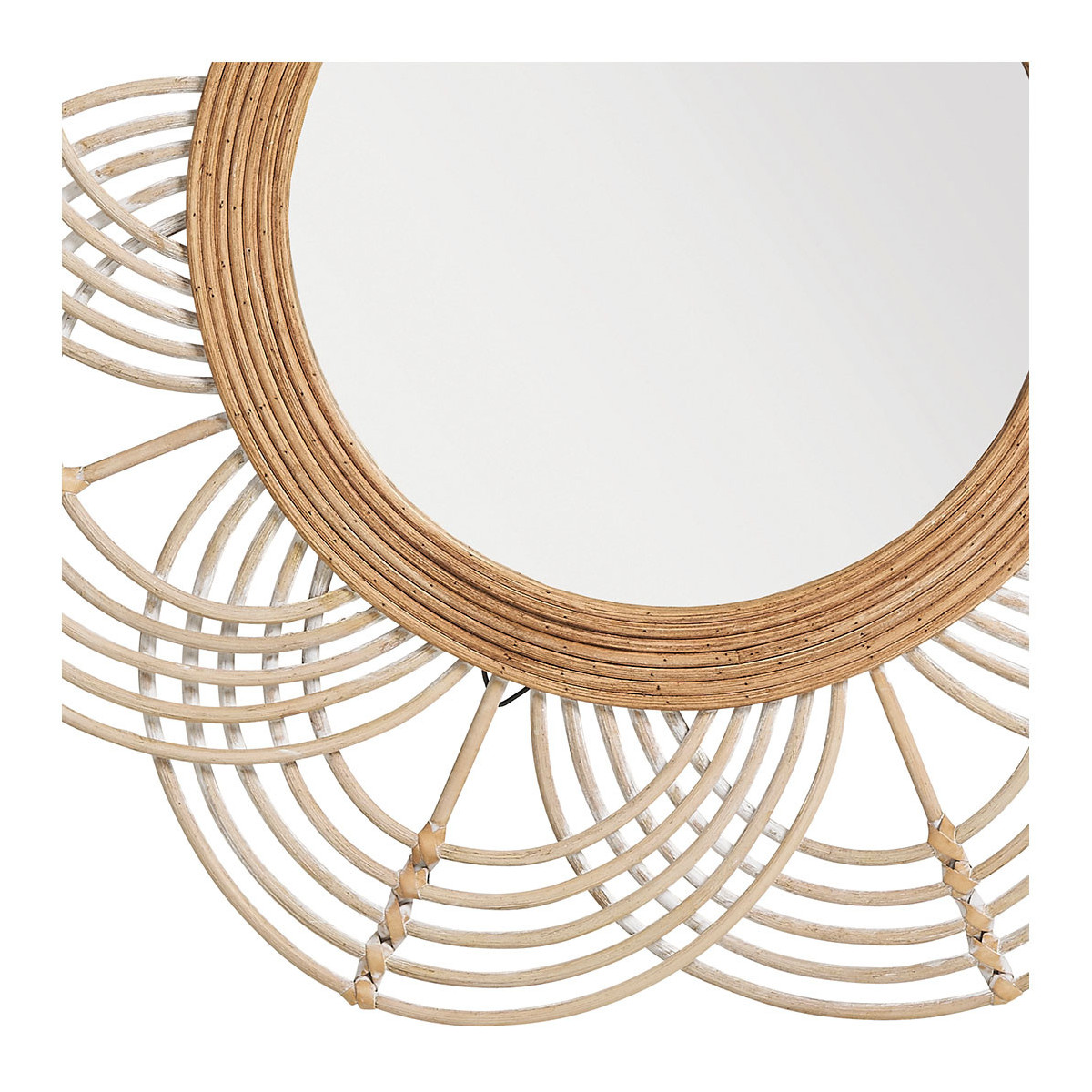 Round natural rattan mirror BLANC D'IVOIRE Beige
