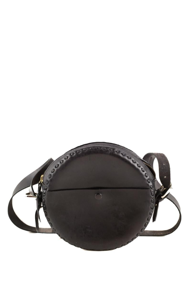 Leather messenger bag ANTIK BATIK - Seconde Main Black