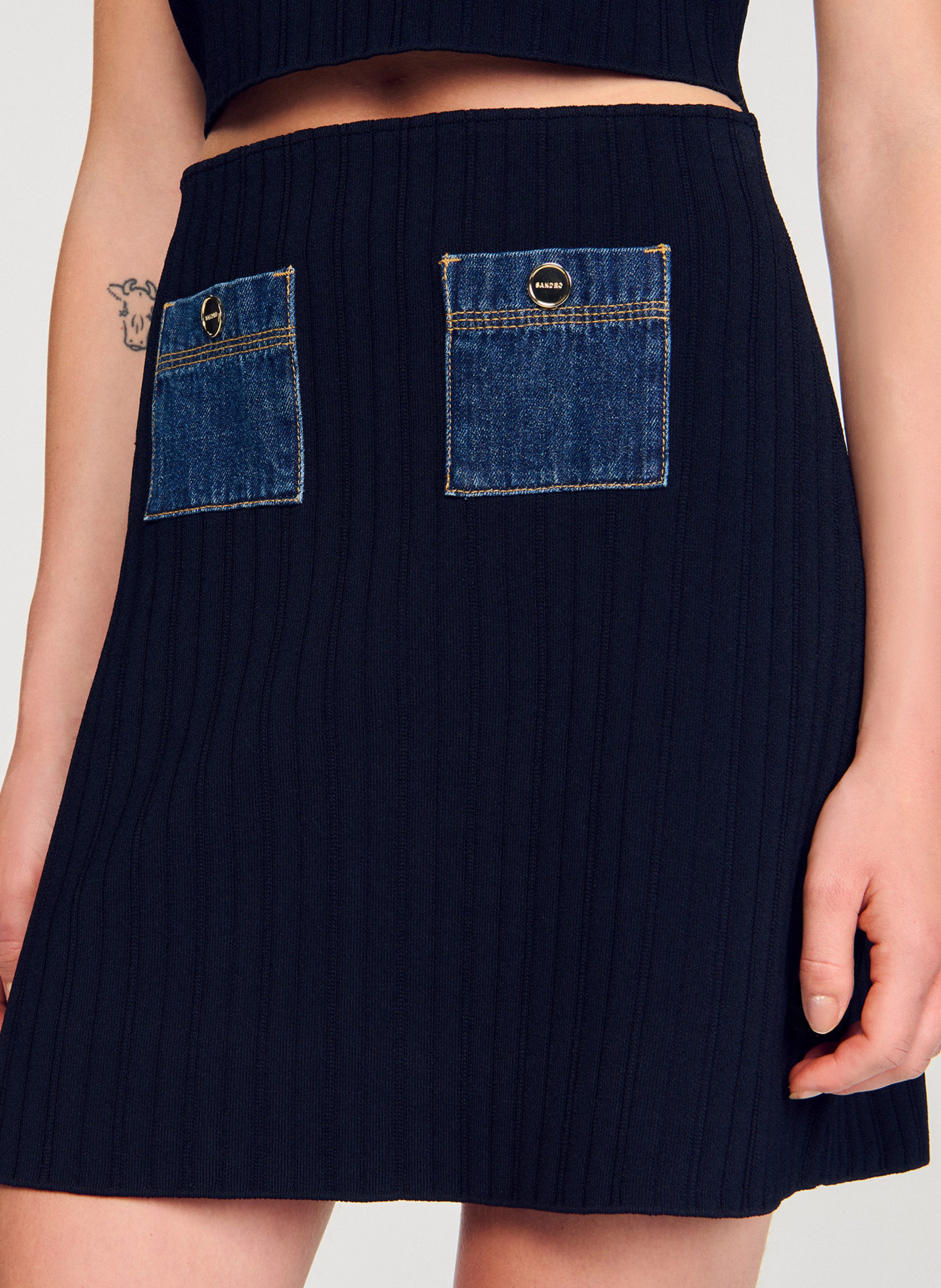 Short A-line skirt SANDRO Blue