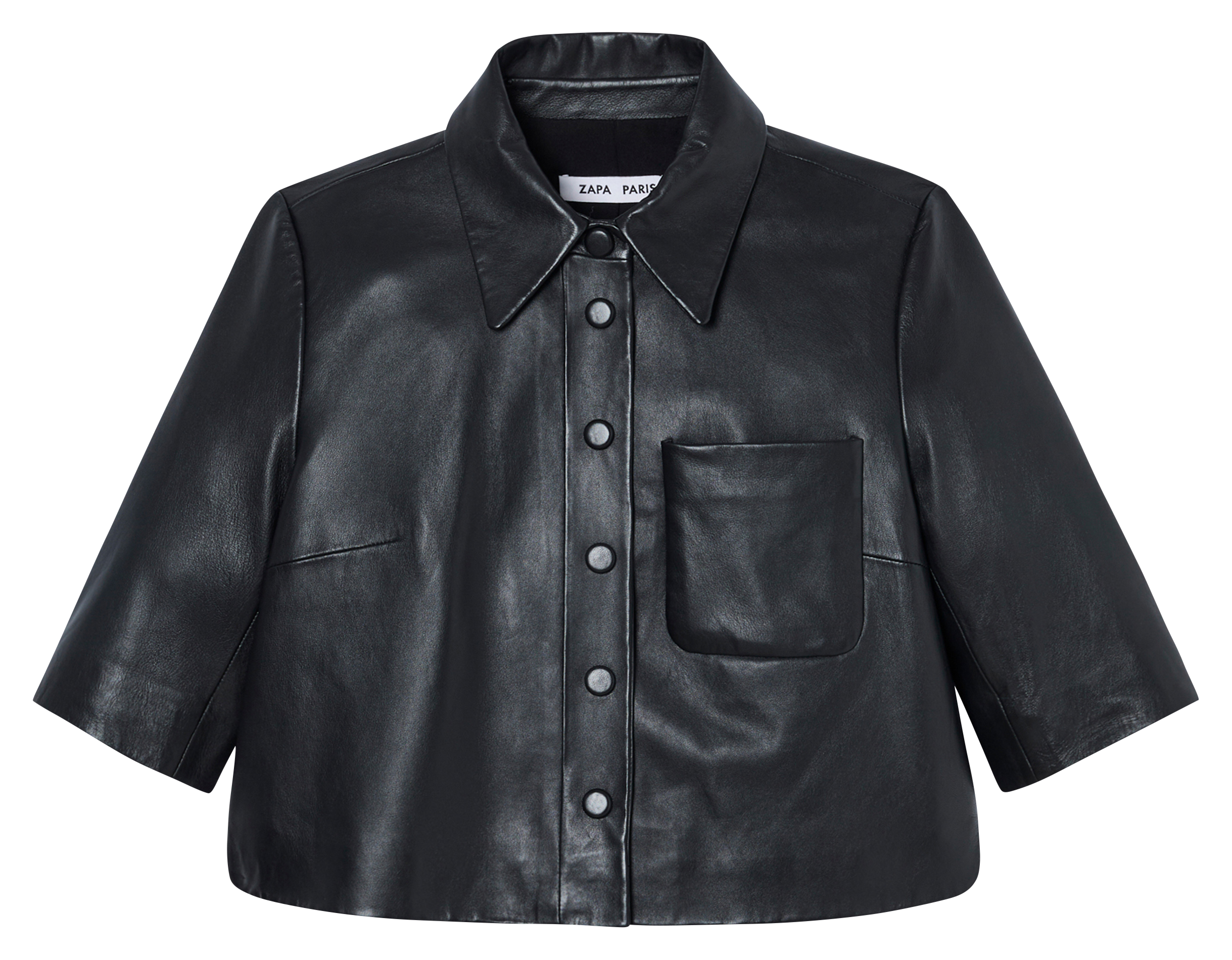Short button-up leather shirt ZAPA Black