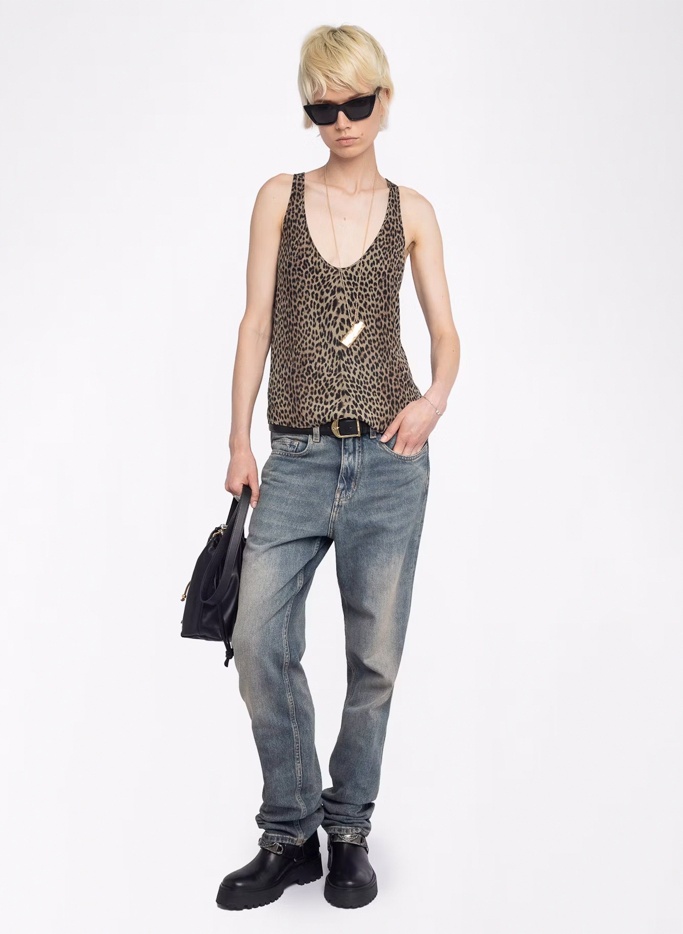 Oversized Leopard Tank Top ZADIG&VOLTAIRE Green